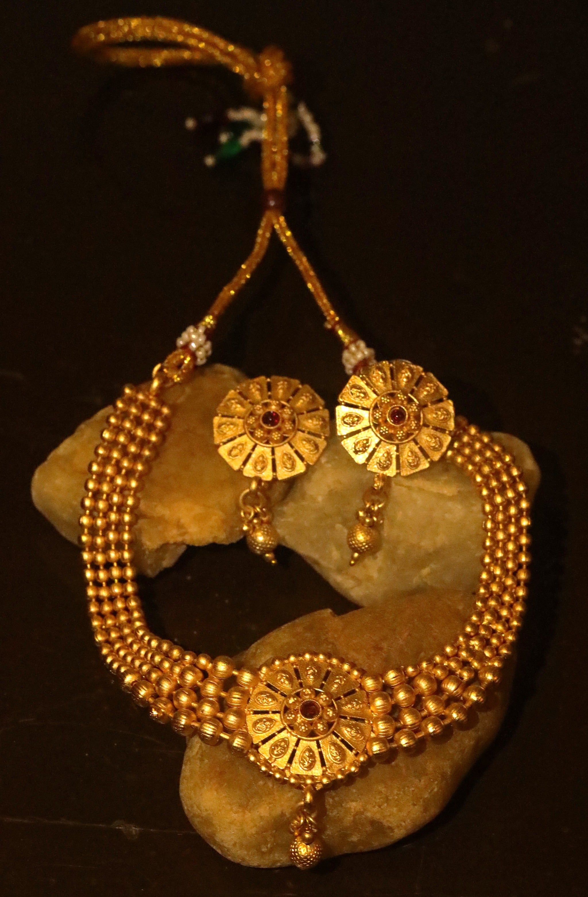 Gold Plated Thushi Pattern Necklace set