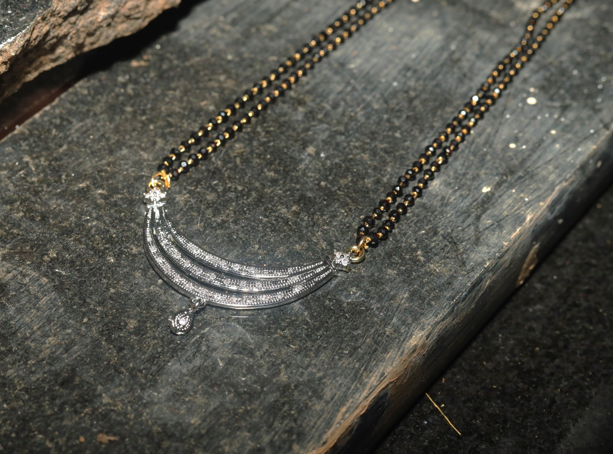 American Diamonds Mangalsutra Set with Disco Beads