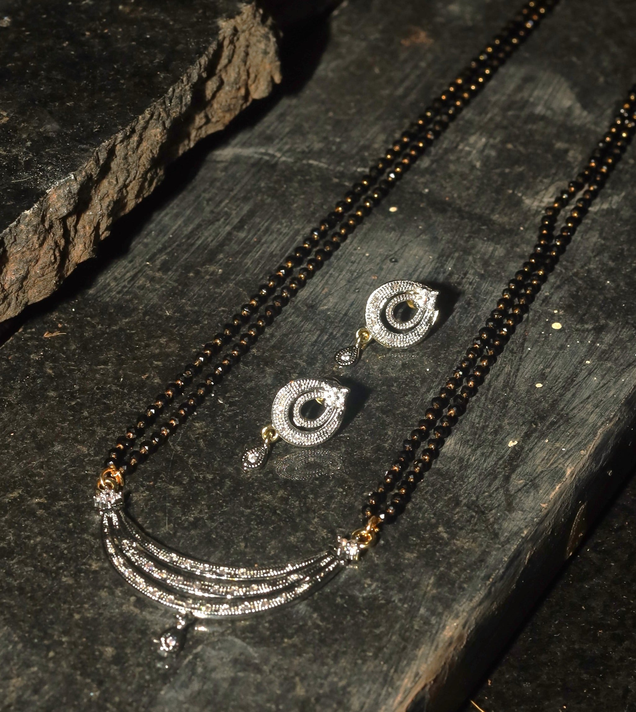 American Diamonds Mangalsutra Set with Disco Beads