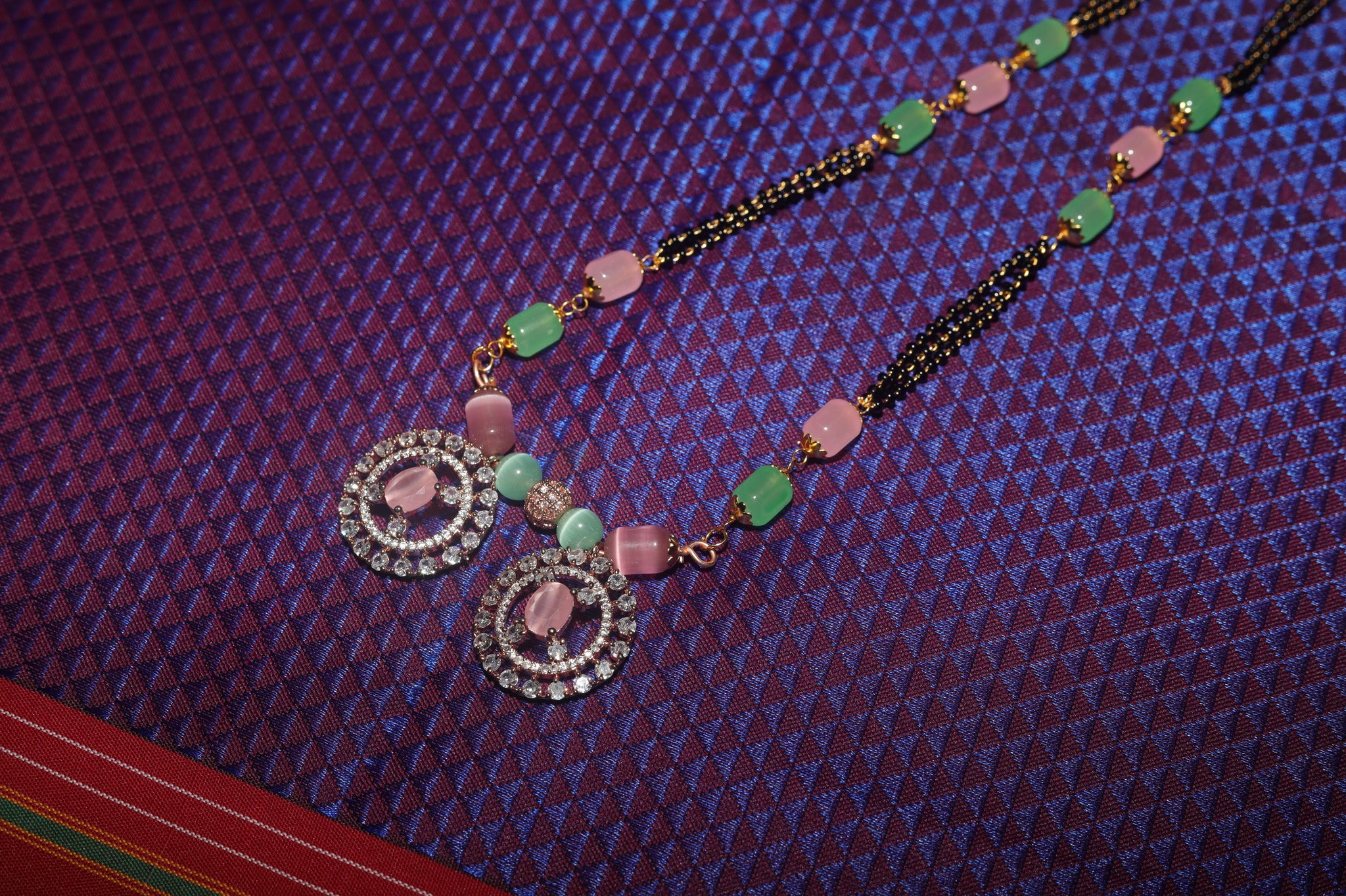 Ad stone Mangalsutra Gold Plated the One with description