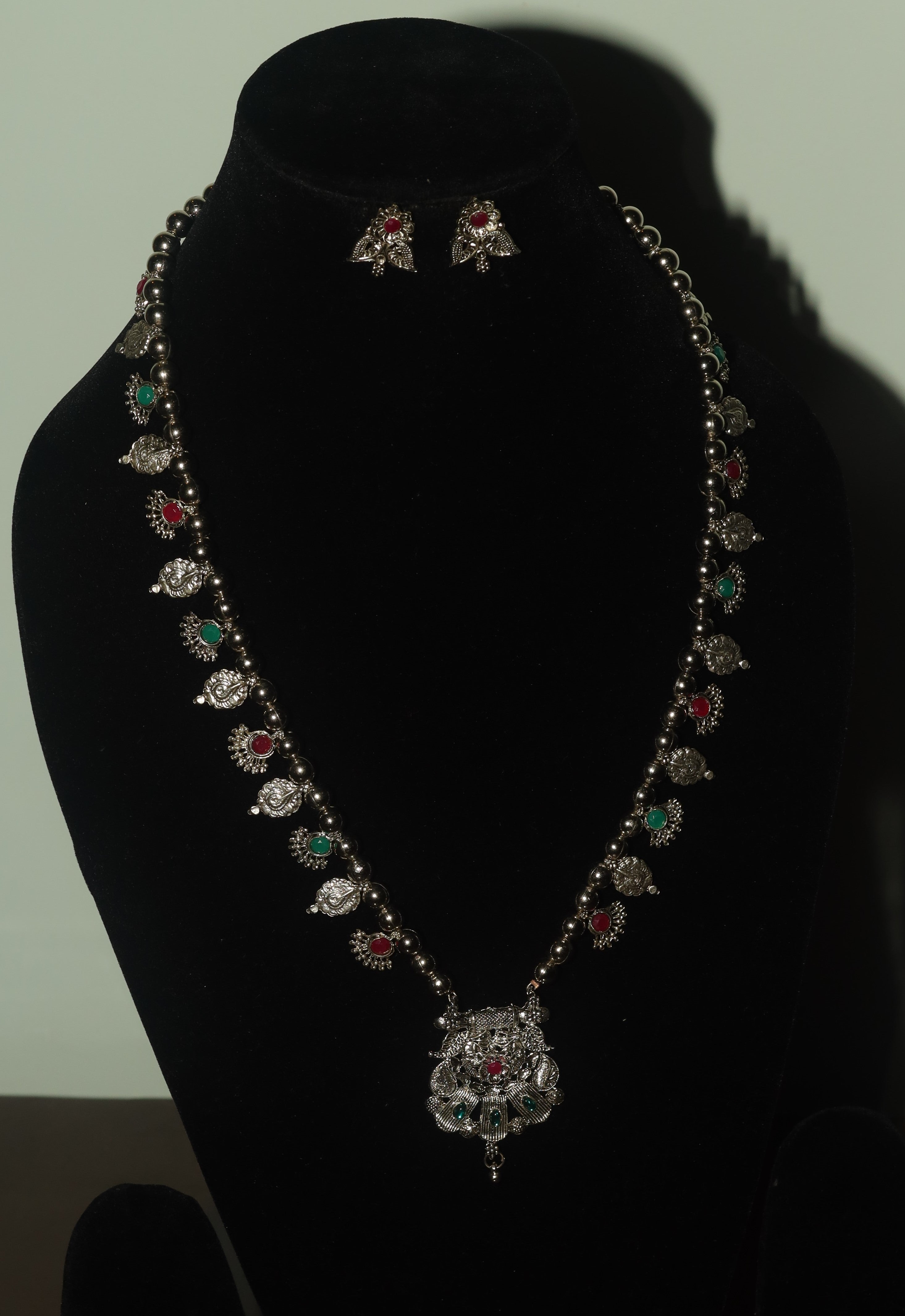 Silver Oxidised Kolhapuri Saaj Necklace