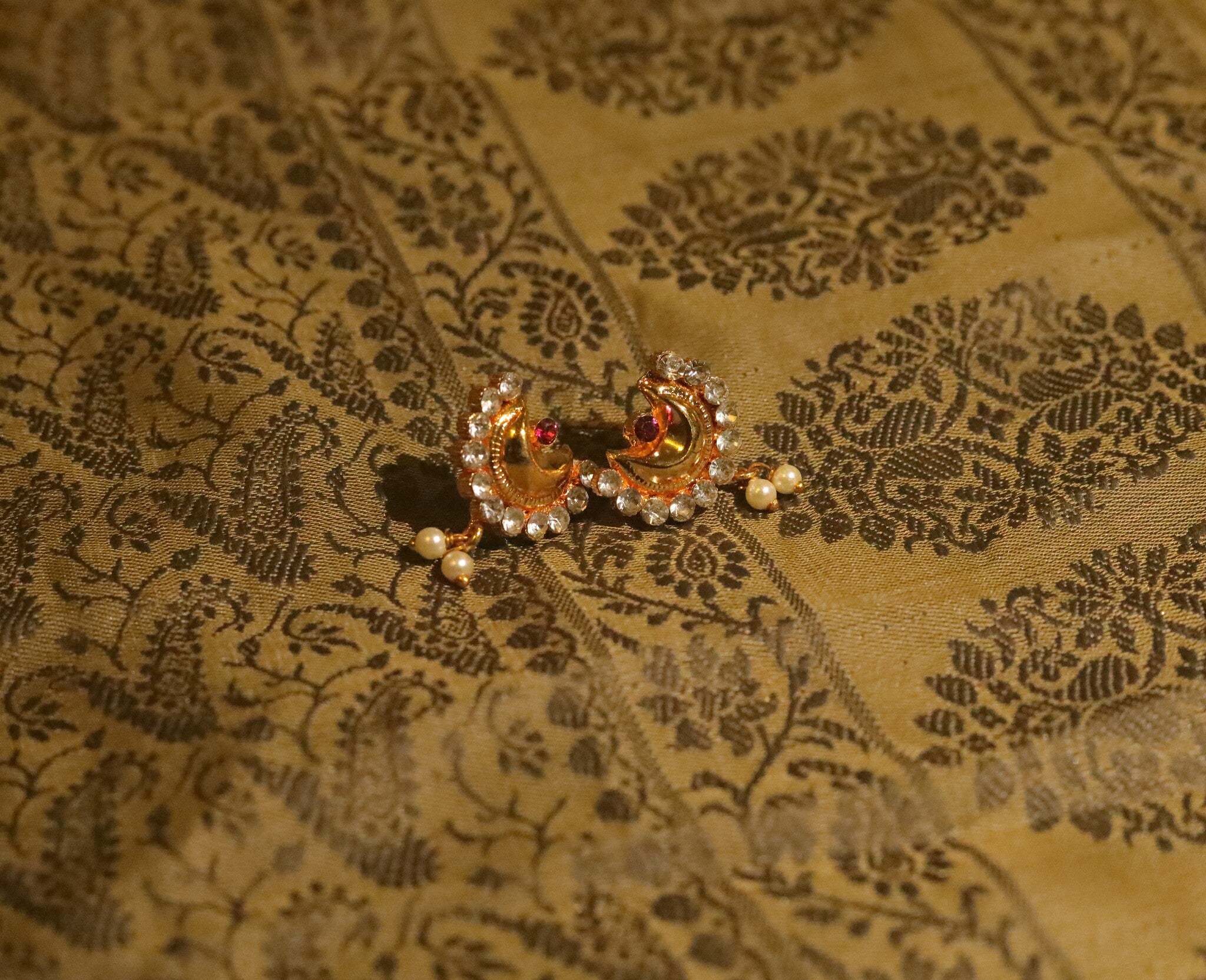 Moon Shape Moti Latkan Earrings