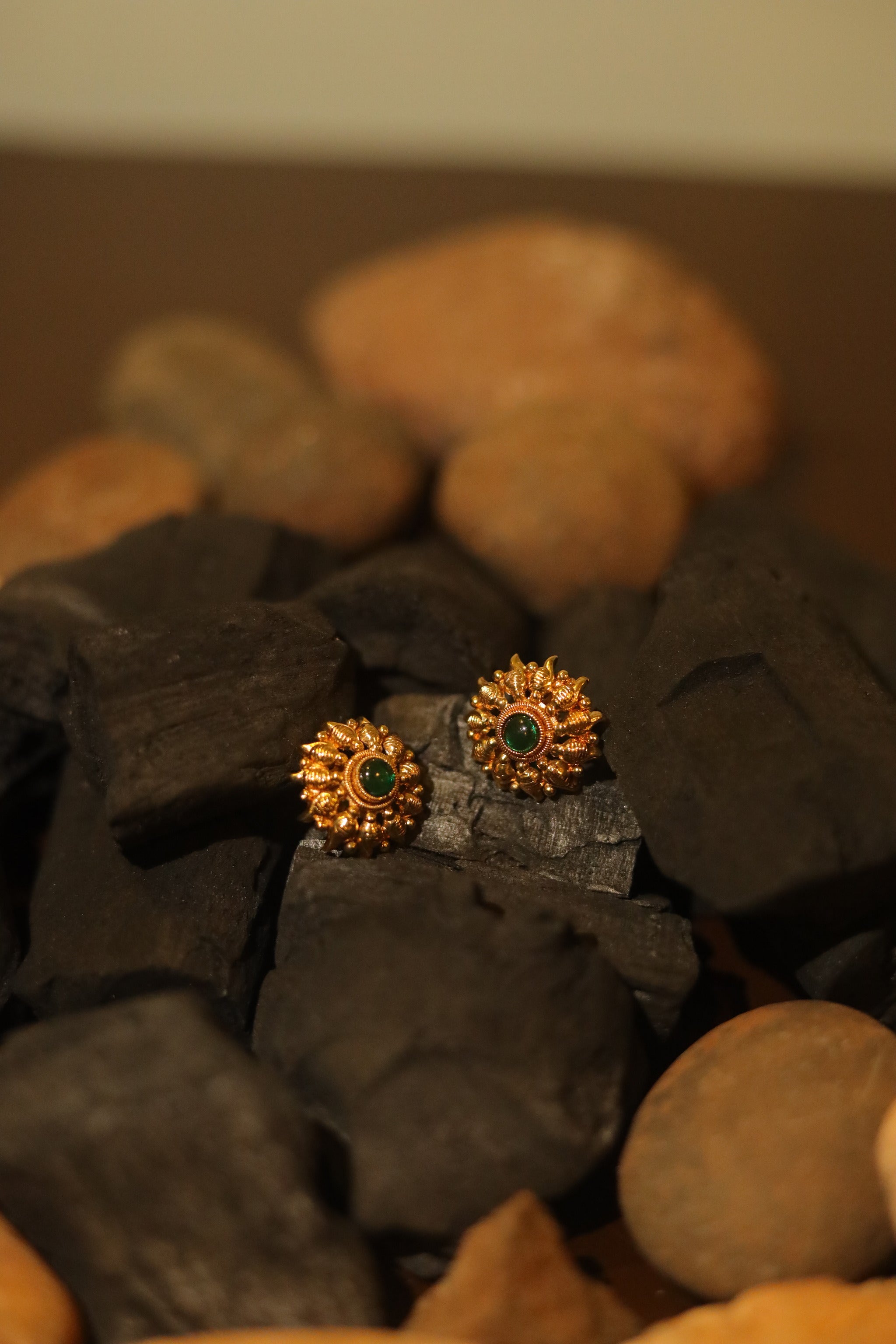Floral Design Gold Plated Earrings