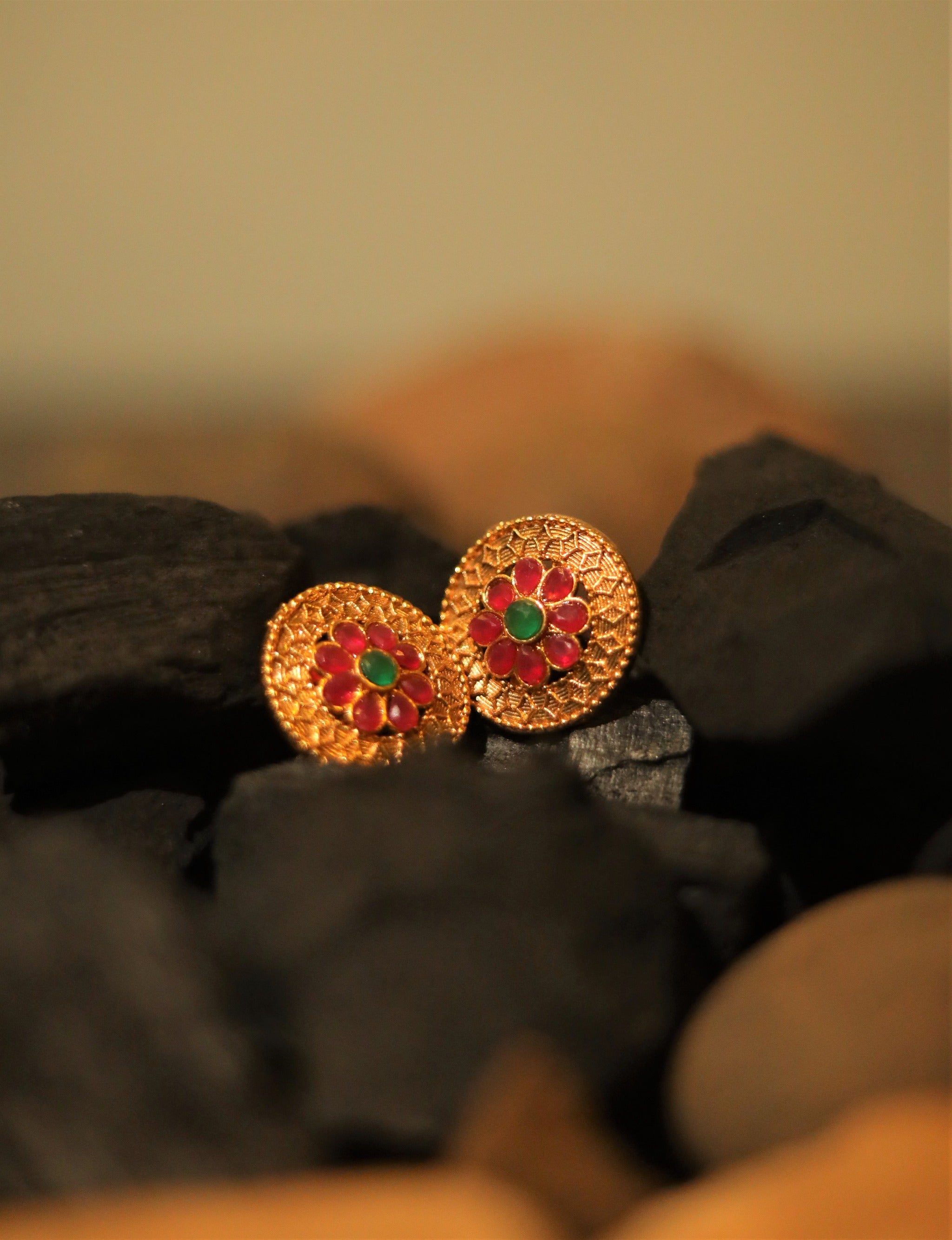 Gold Plated Jadau Earrings