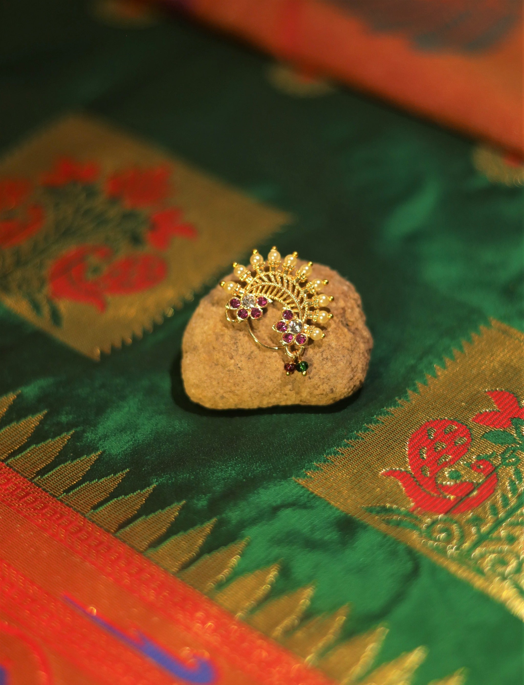 Gold plated Maharashtrian Peshwa Pearl Nath