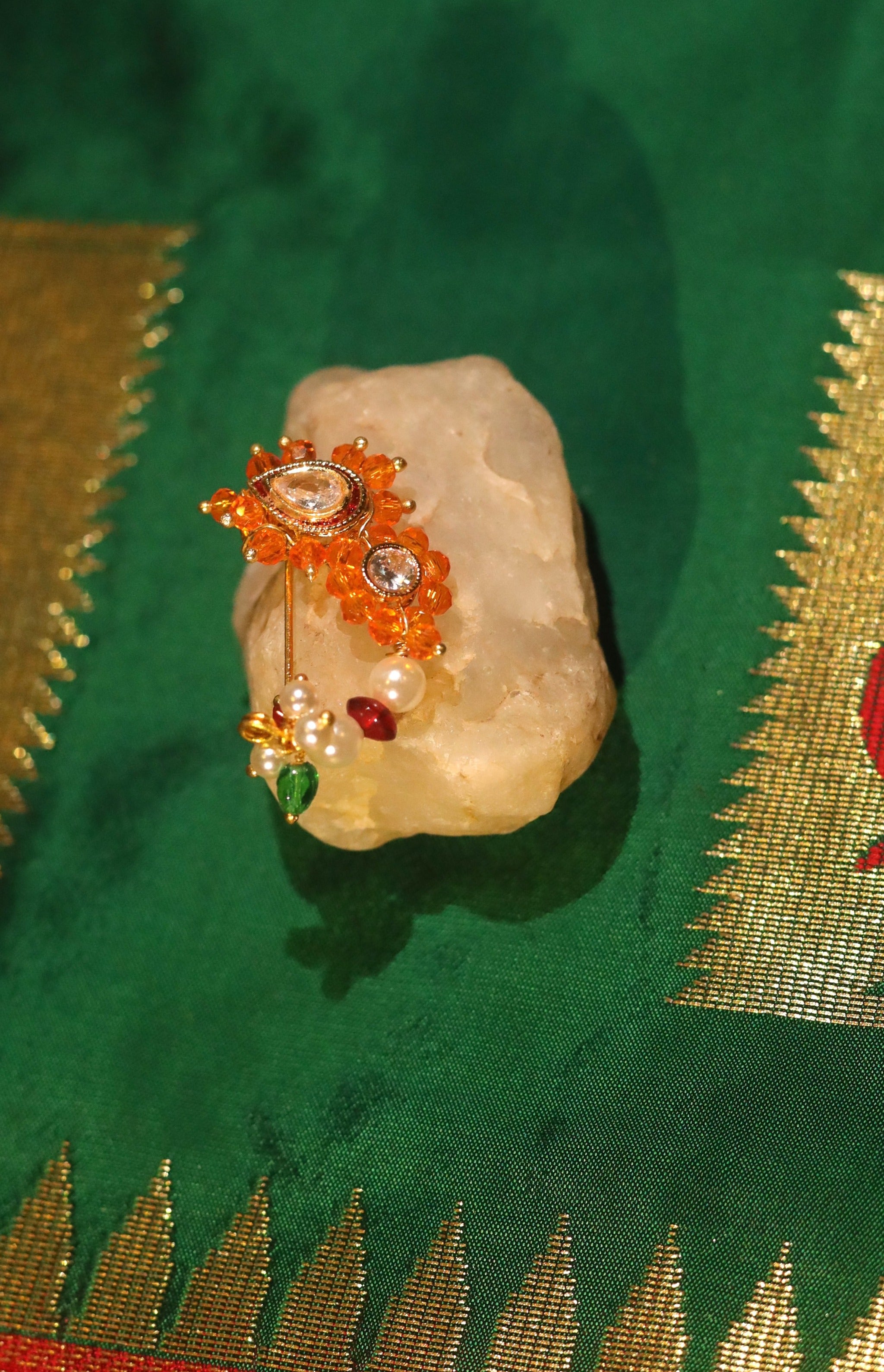 Gold Finished Crystal Maharashtrian Nath