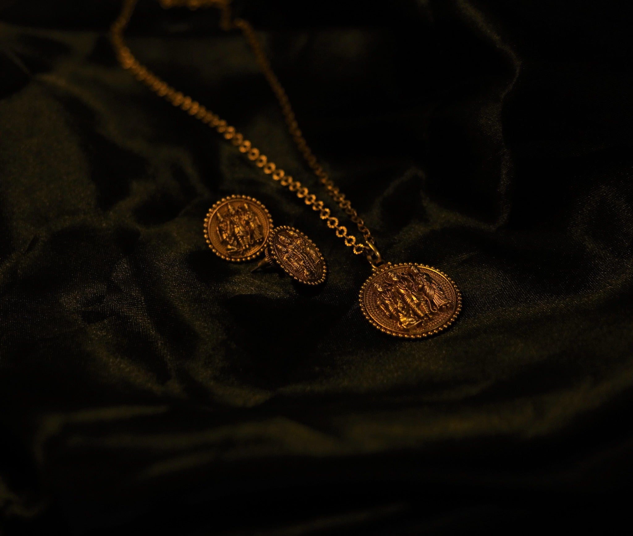 Traditional Gold Plated Krishna Necklace Set for Women