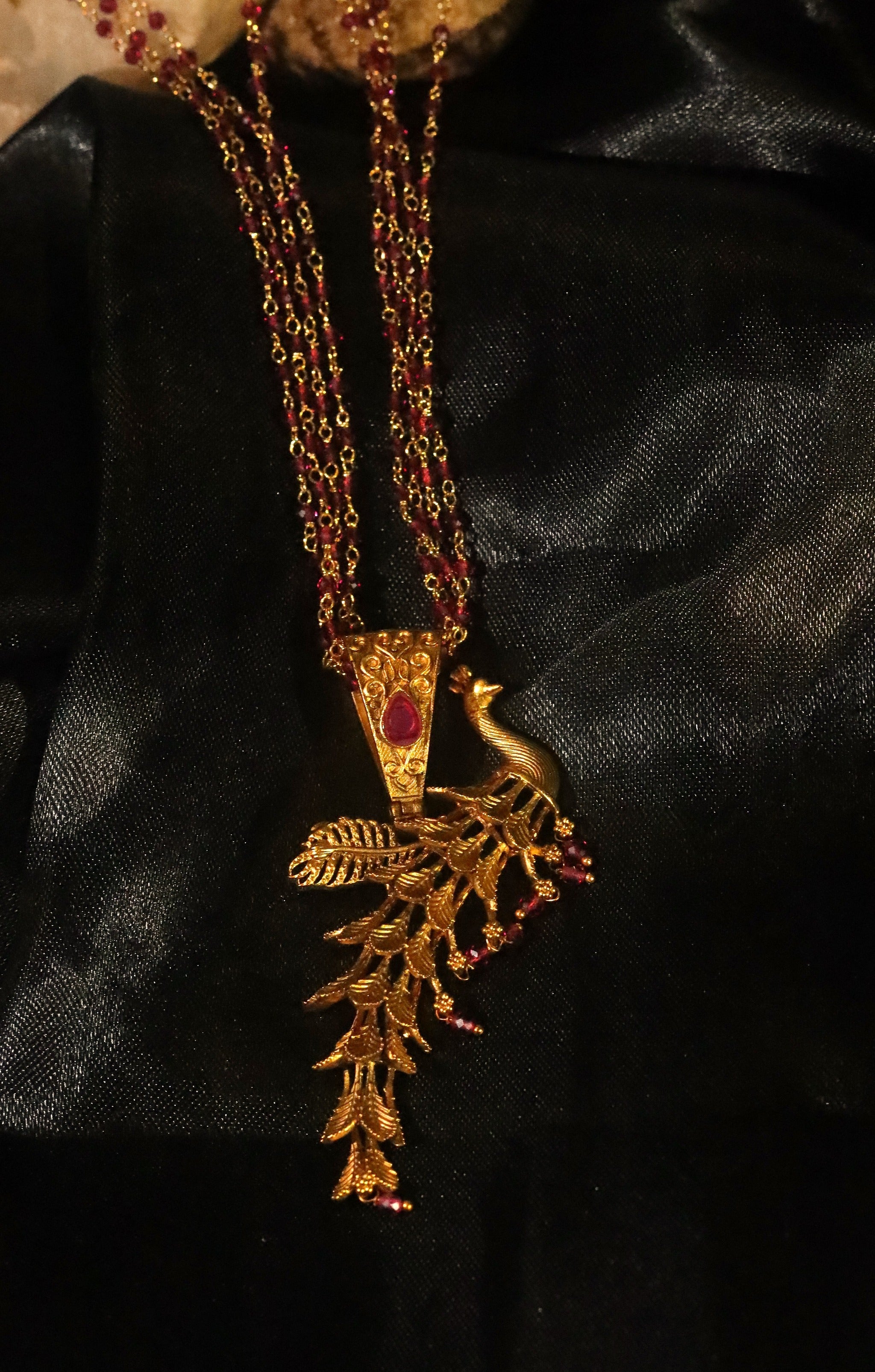 Gold Plated Stone Studded Peacock Necklace Set for Women