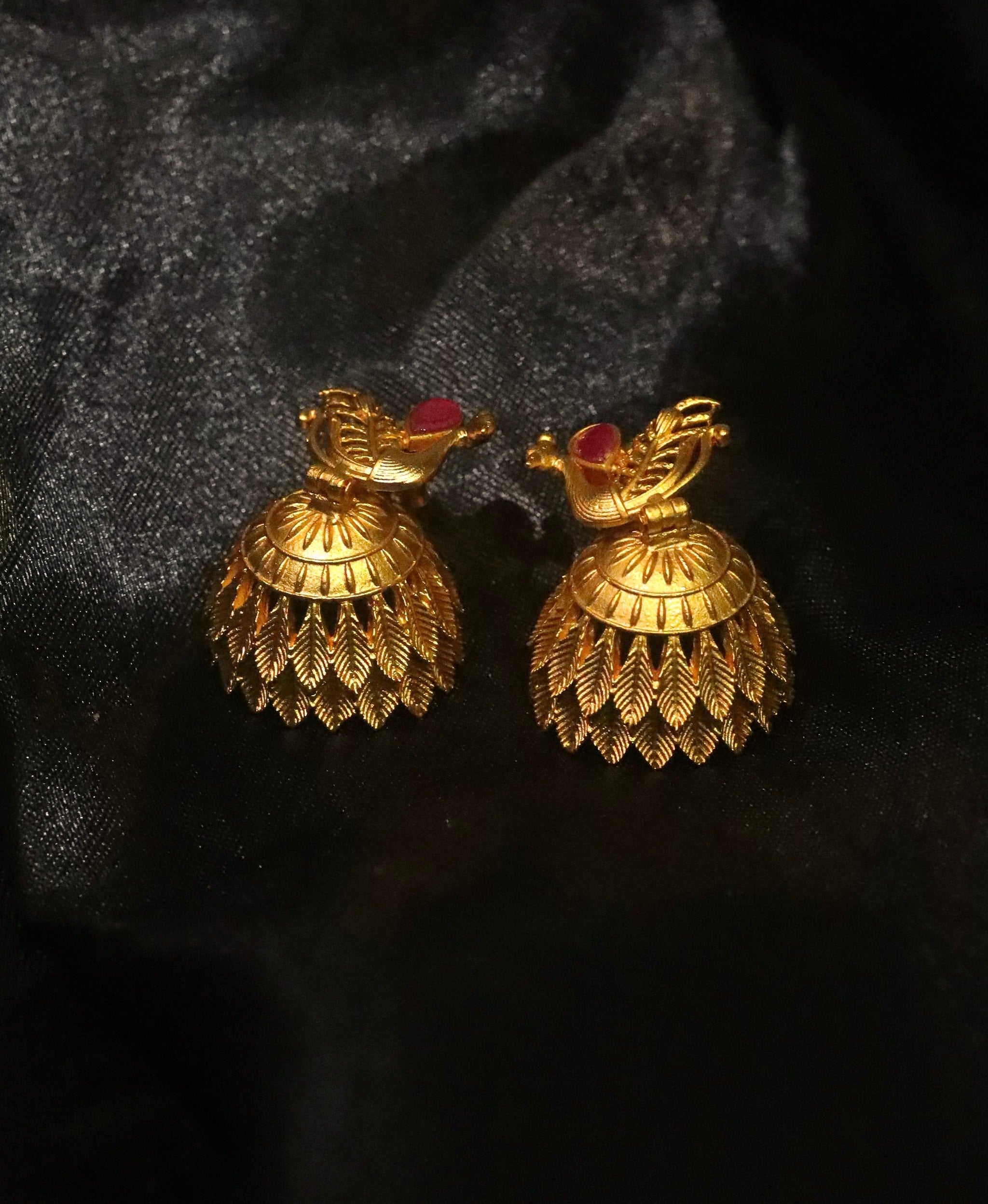 Gold Plated Stone Studded Peacock Necklace Set for Women