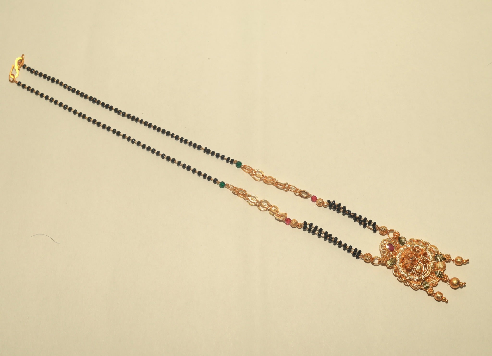 Gold Plated Black Beaded Mangalsutra for Women