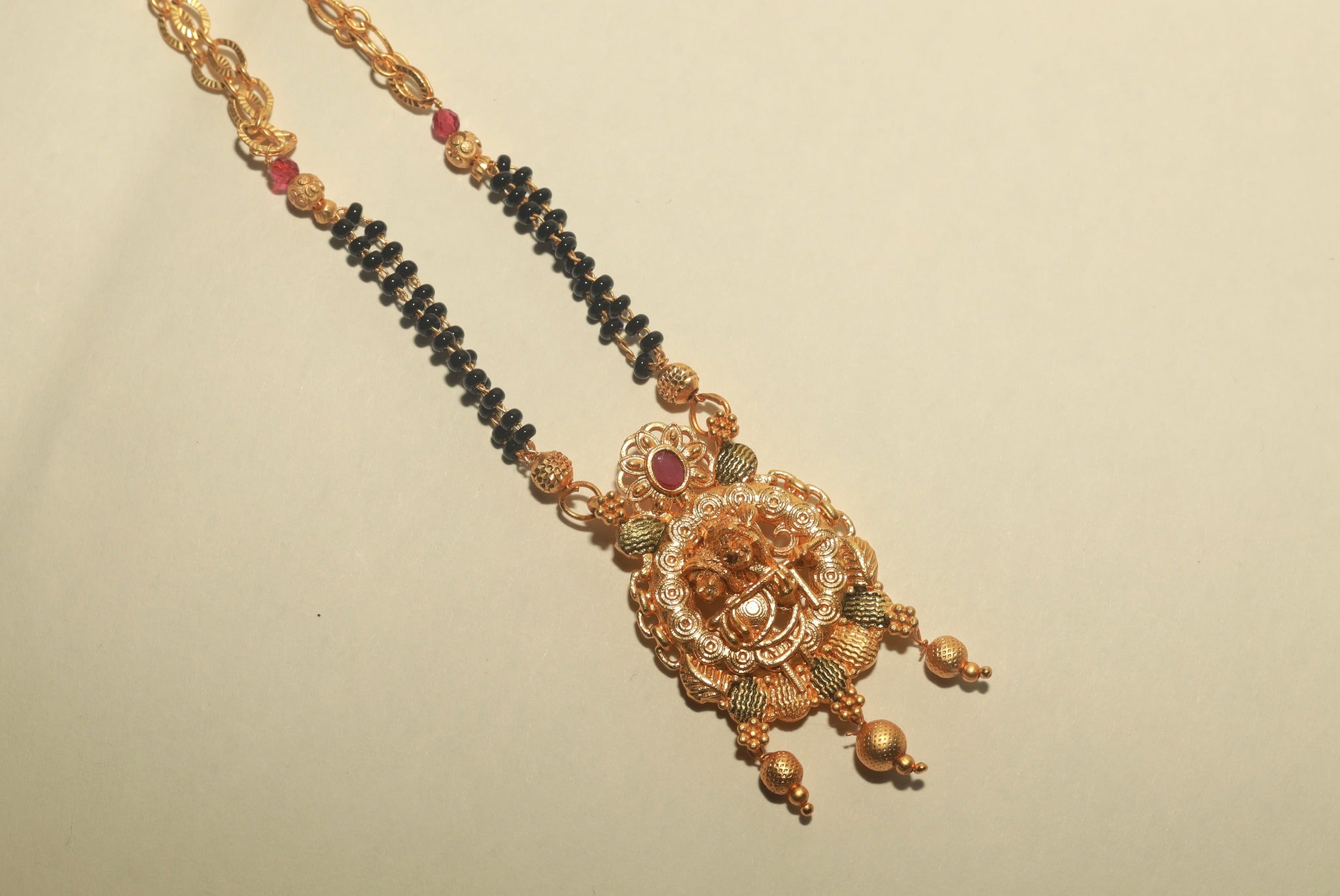 Gold Plated Black Beaded Mangalsutra for Women