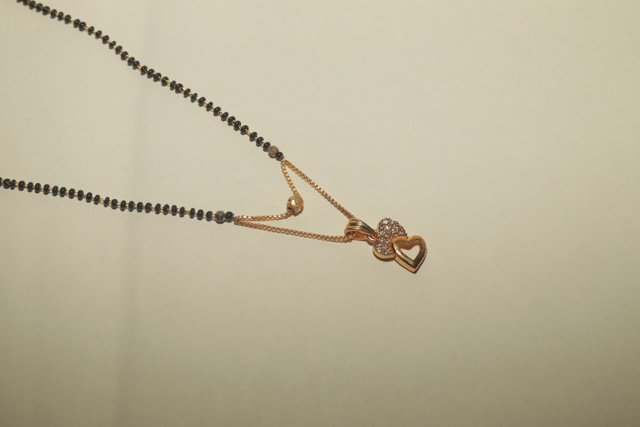 Gold Plated Heart Shaped American Diamond Mangalsutra For Women