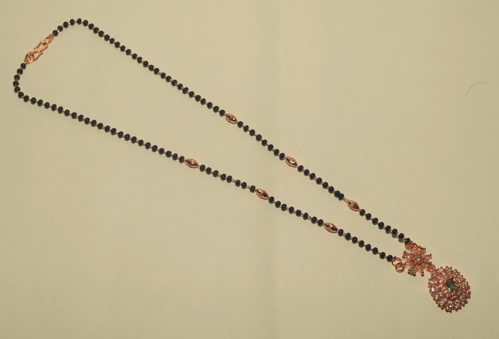 Gold Plated American Diamond Green Stone Mangalsutra For Women