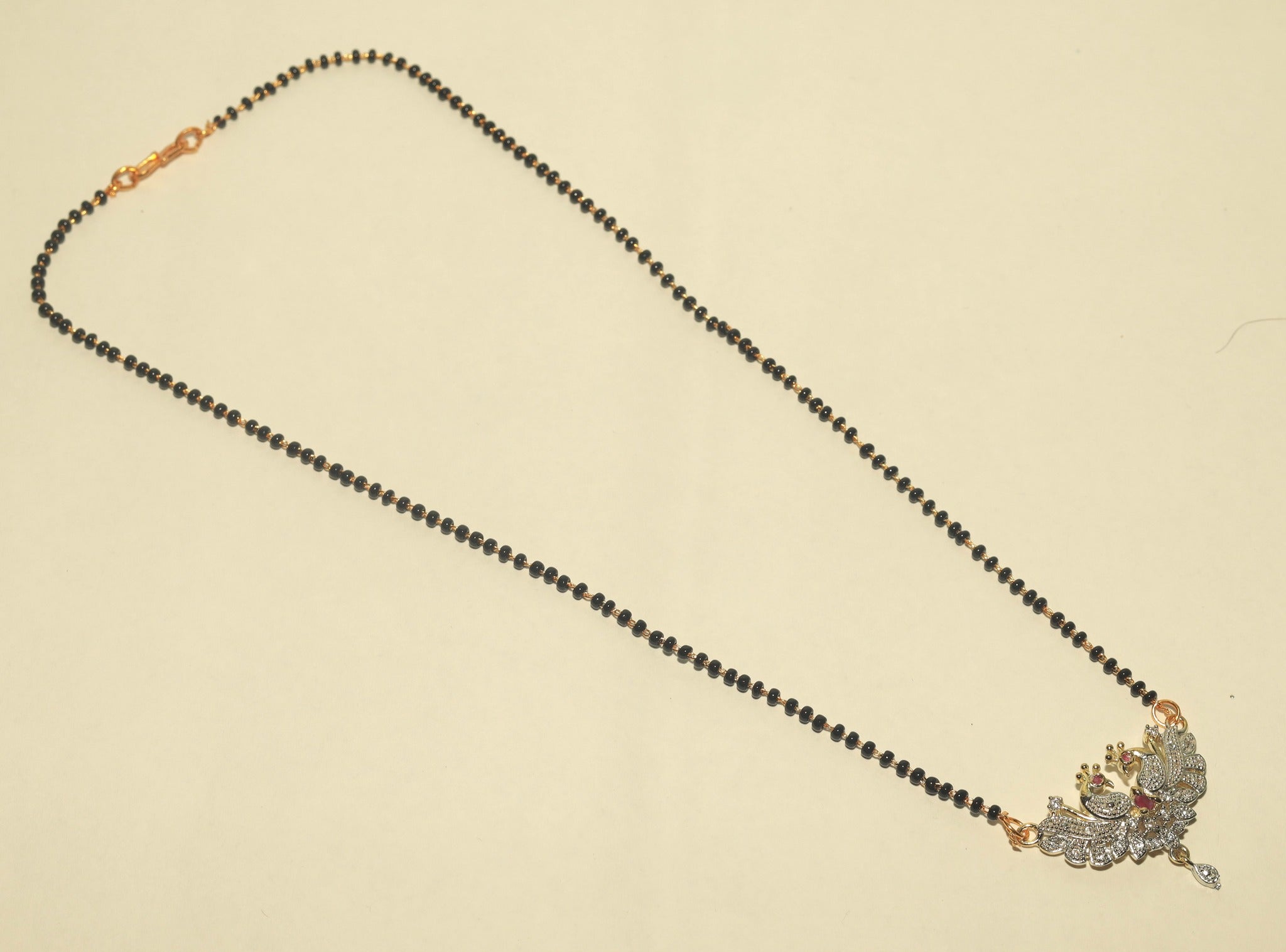 Double Peacock American Diamond Short Mangalsutra for Women