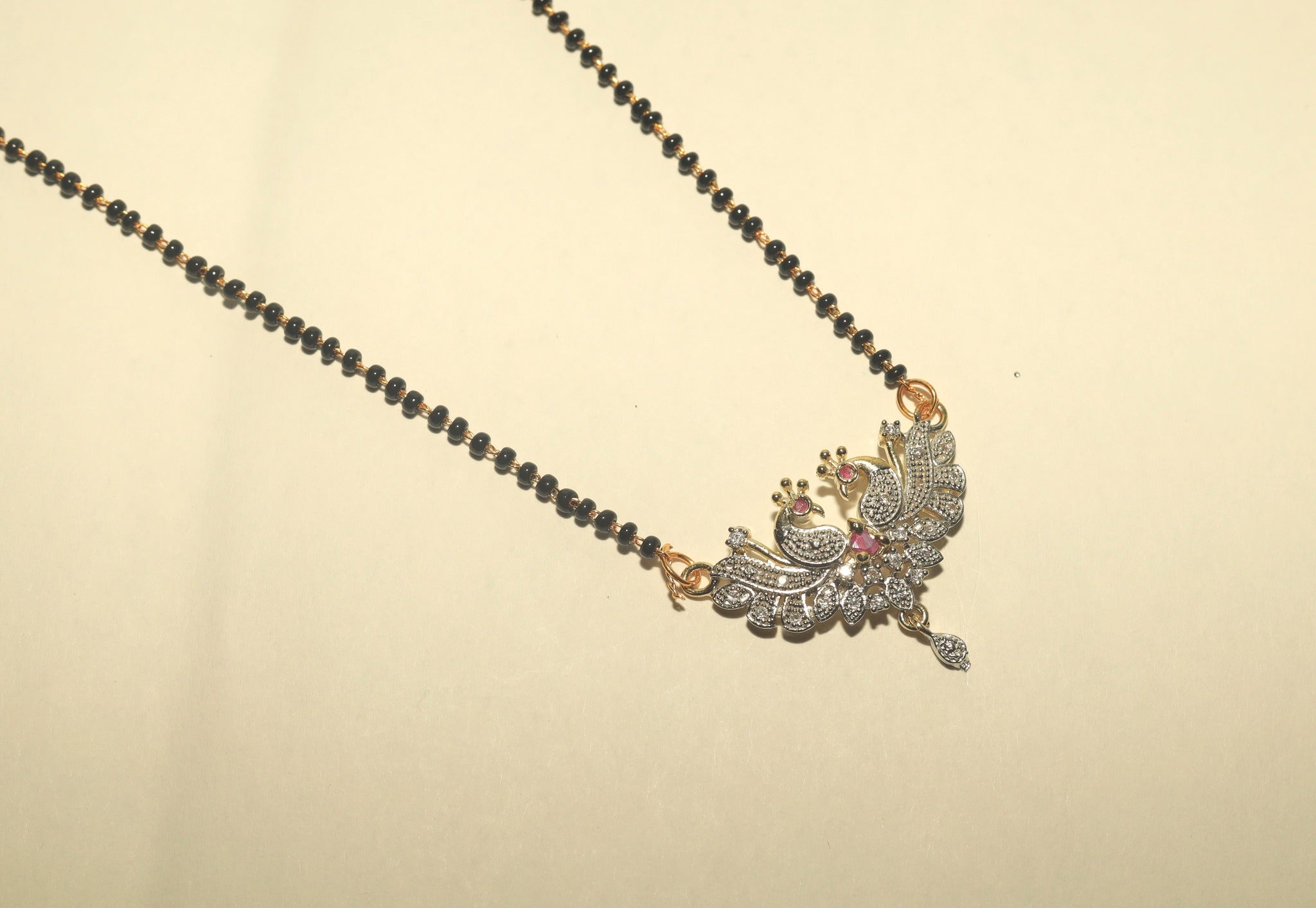 Double Peacock American Diamond Short Mangalsutra for Women