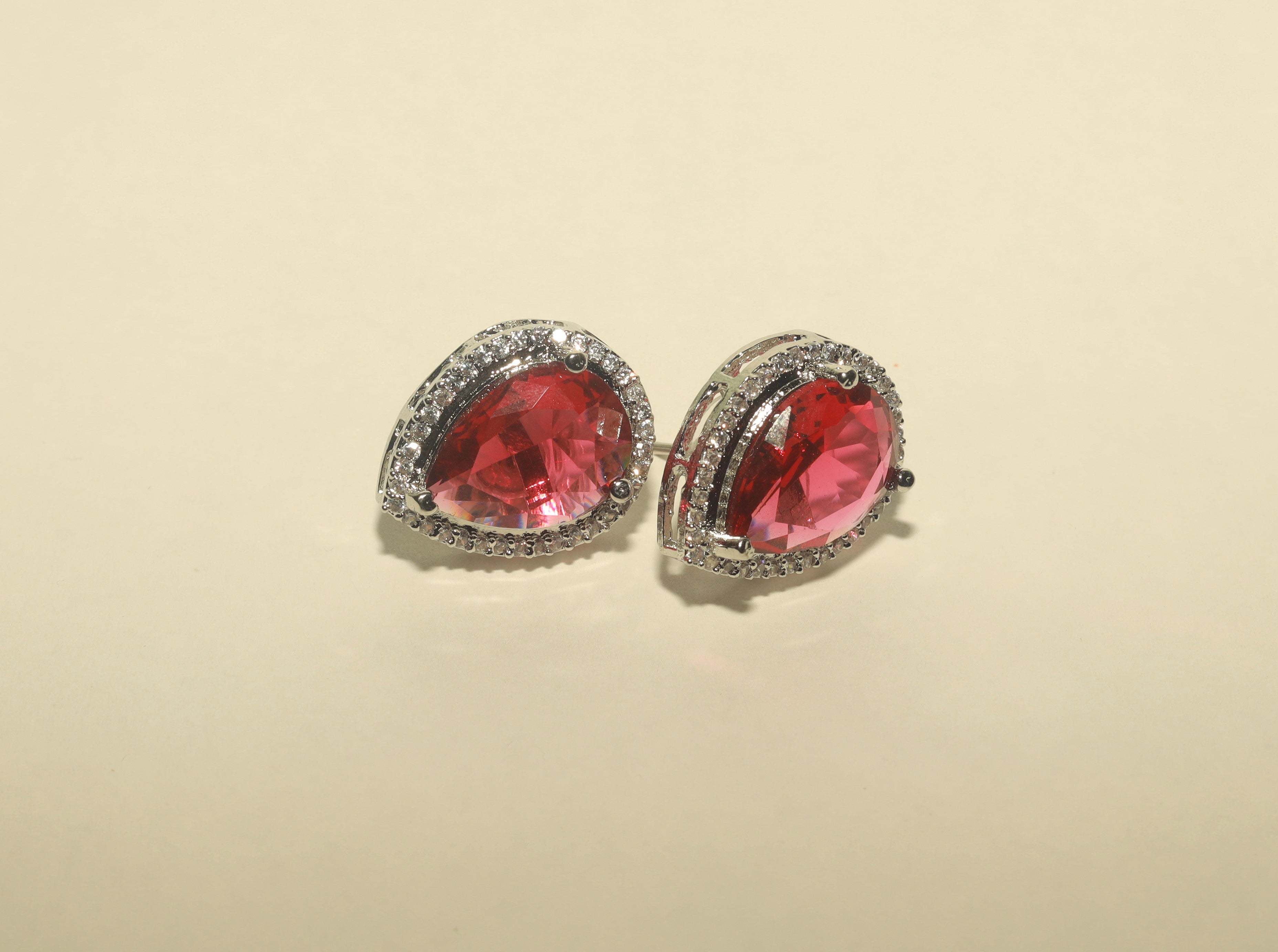 Silver Polish Stone Studded Earrings For Women