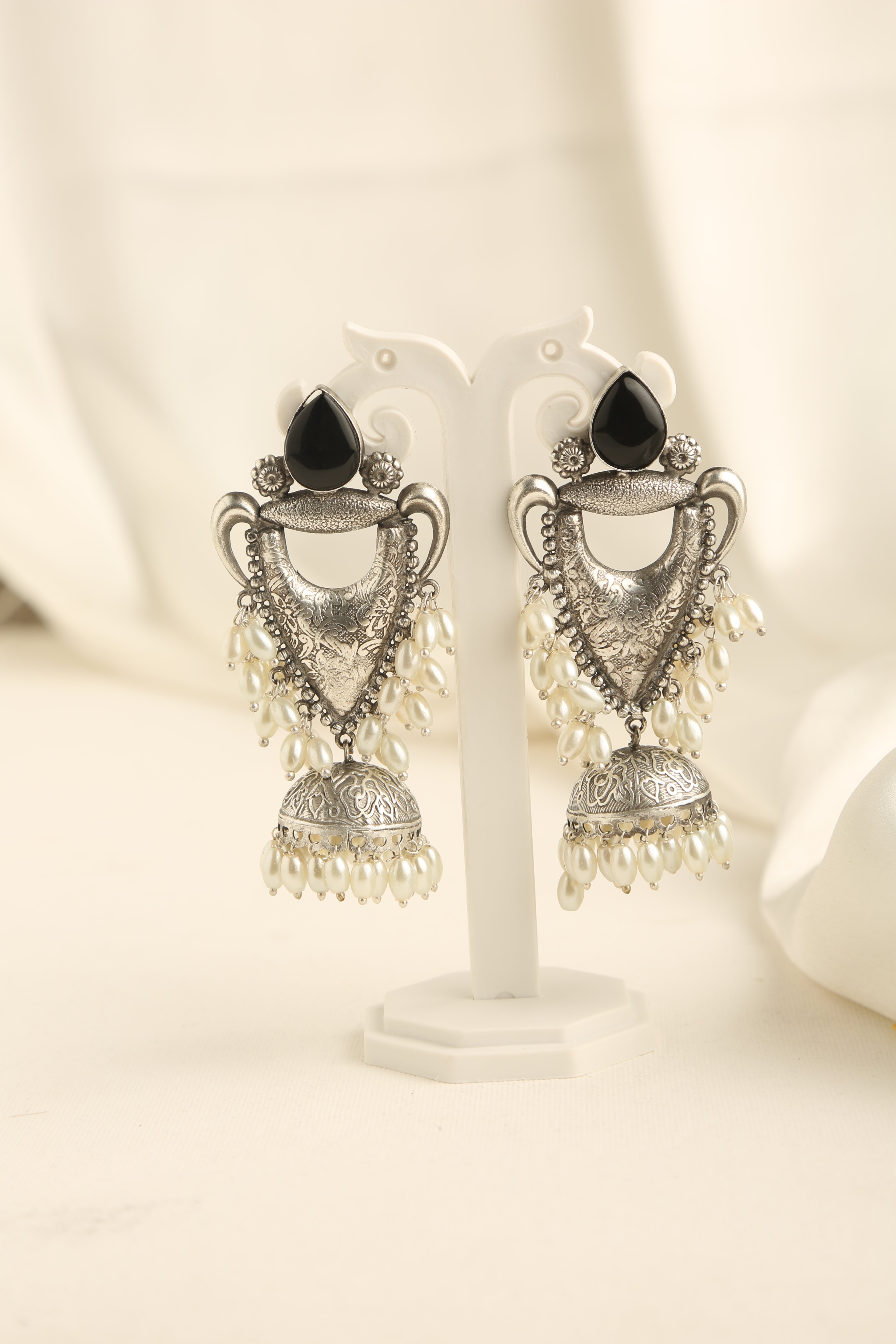 Stylish Silver Plated Oxidised Earrings for Women