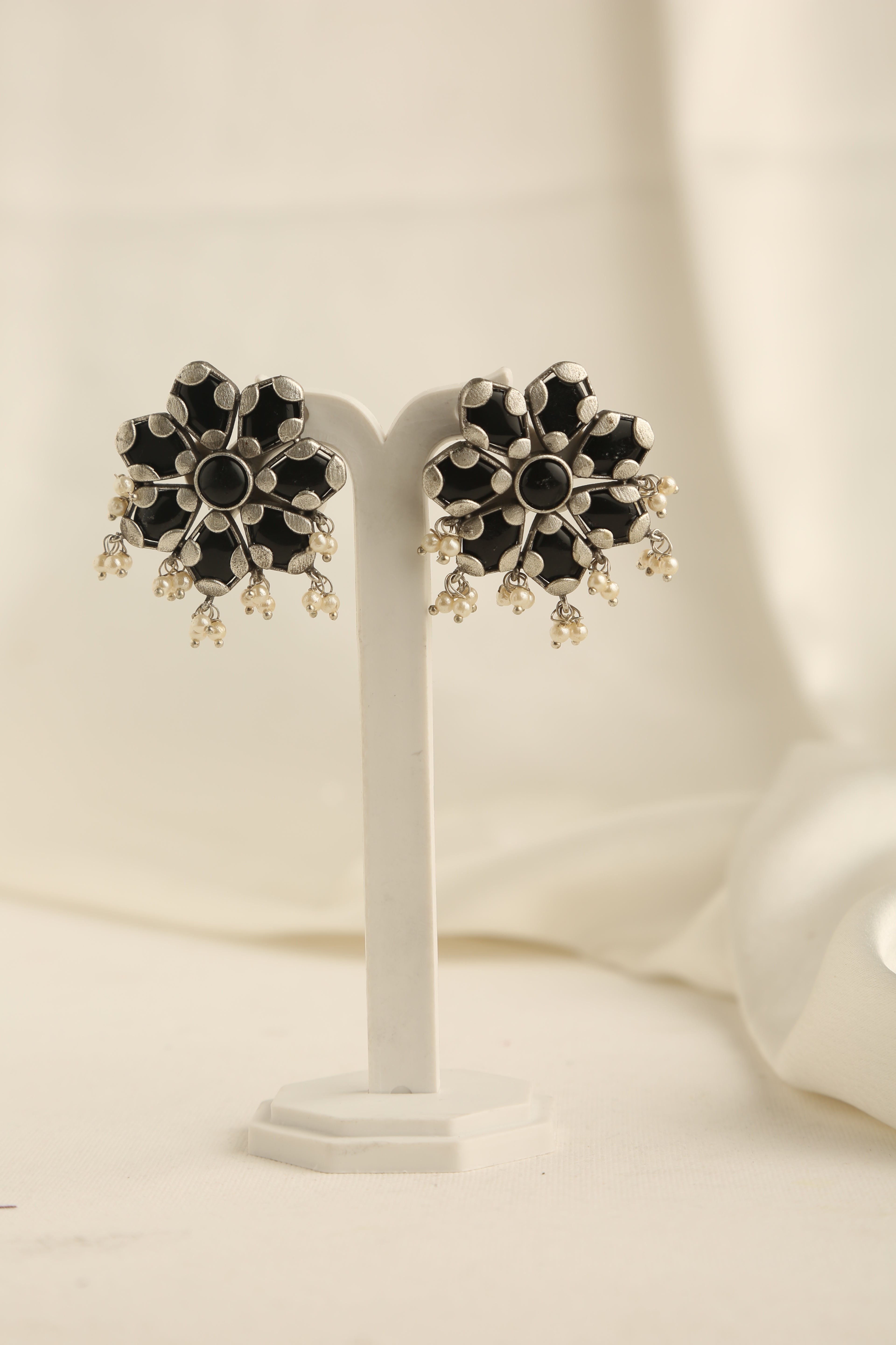 Silver Plated Monalisa Stud Earrings for Women