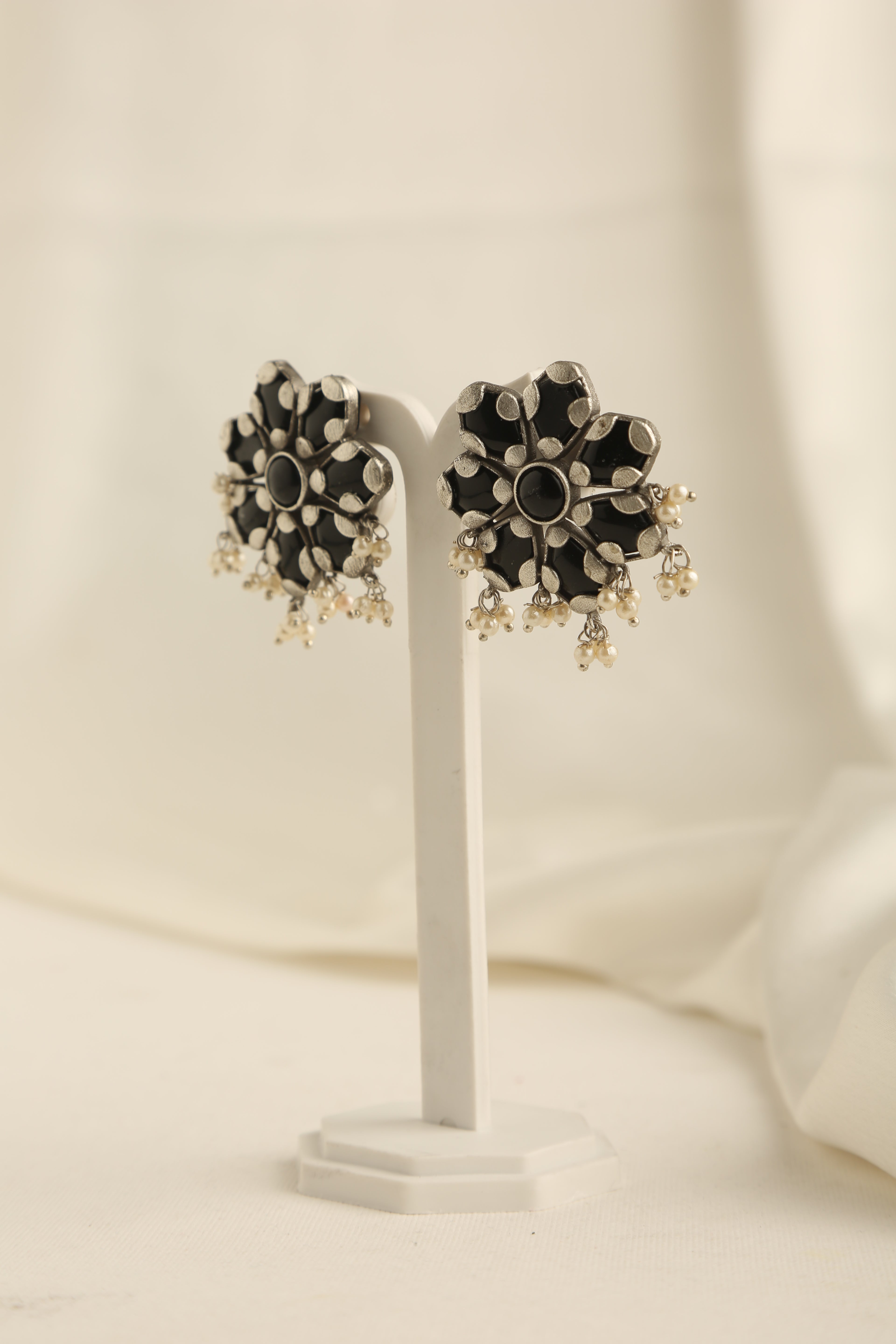 Silver Plated Monalisa Stud Earrings for Women