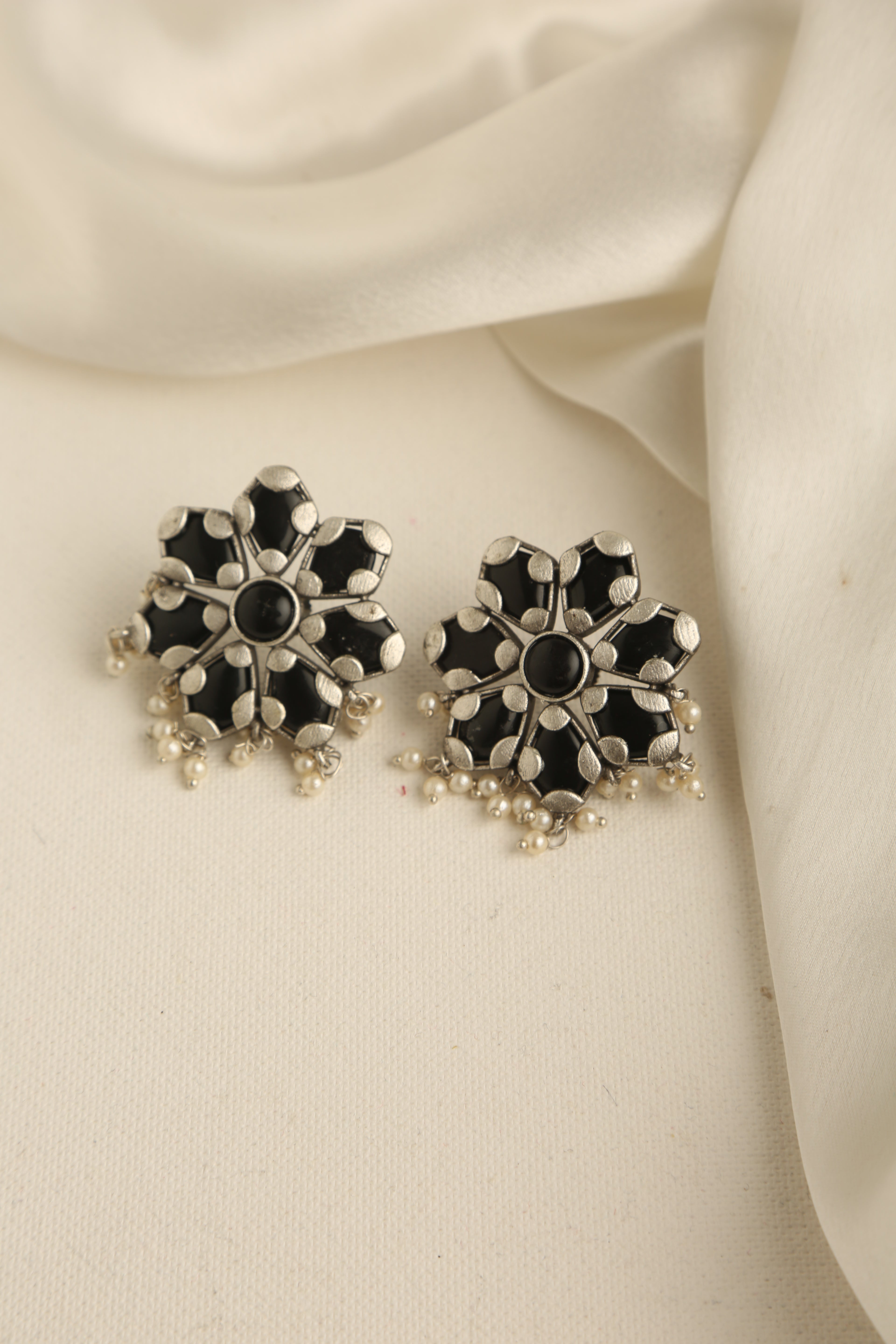 Silver Plated Monalisa Stud Earrings for Women