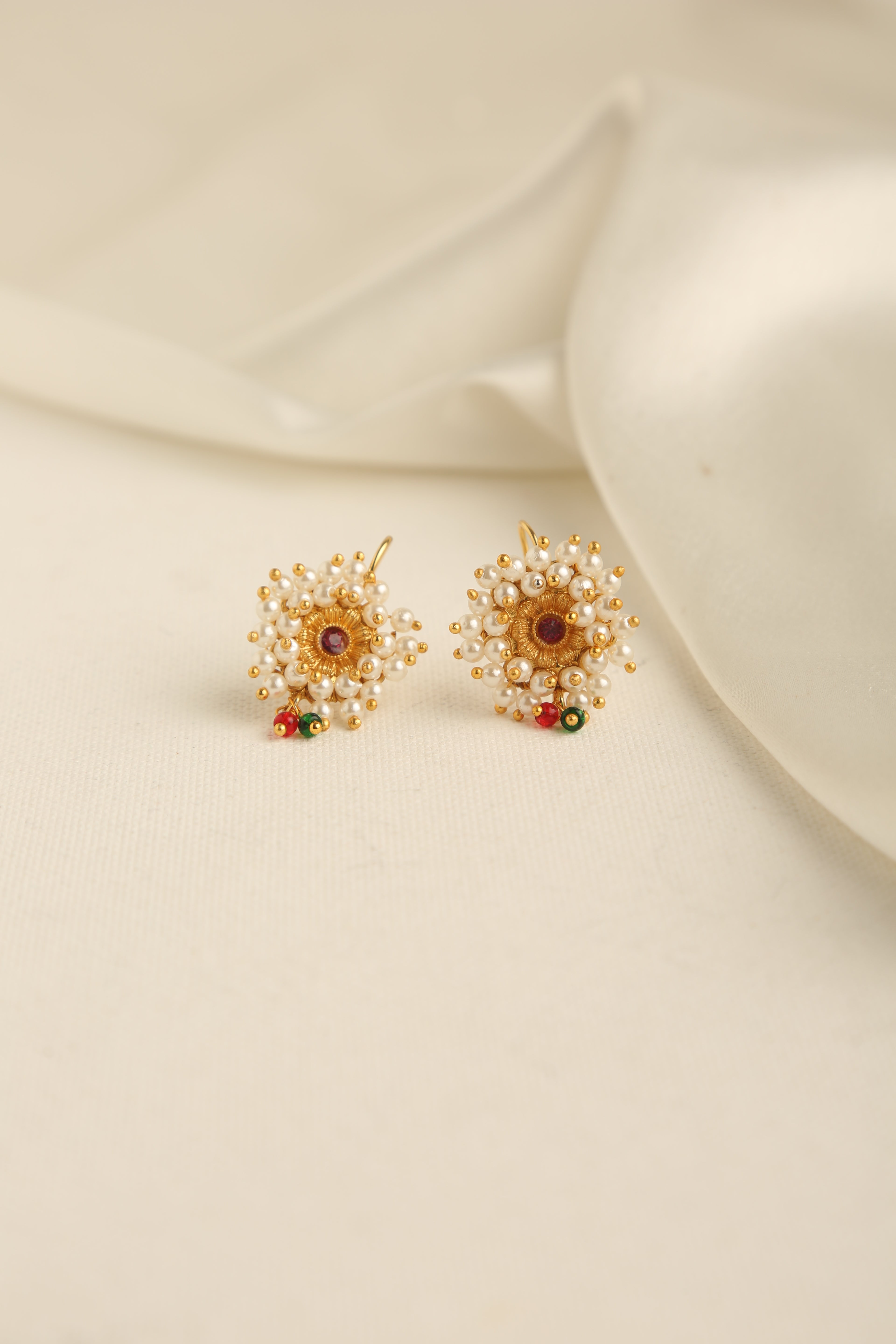 Gold Plated Stone Studded Bugadi Earrings for Women