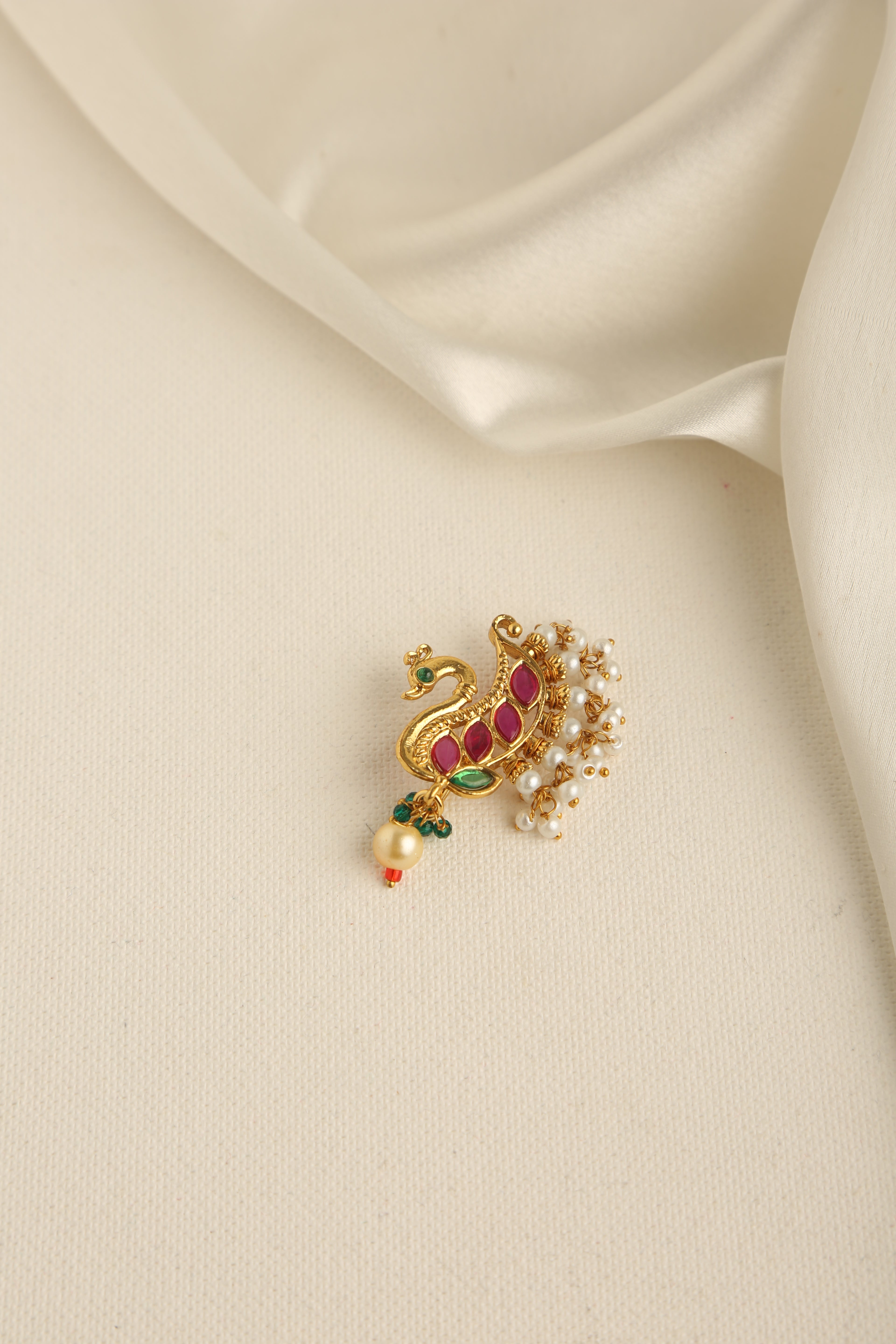 Antique Classic Peacock Nose Ring Nath With Gold Plating