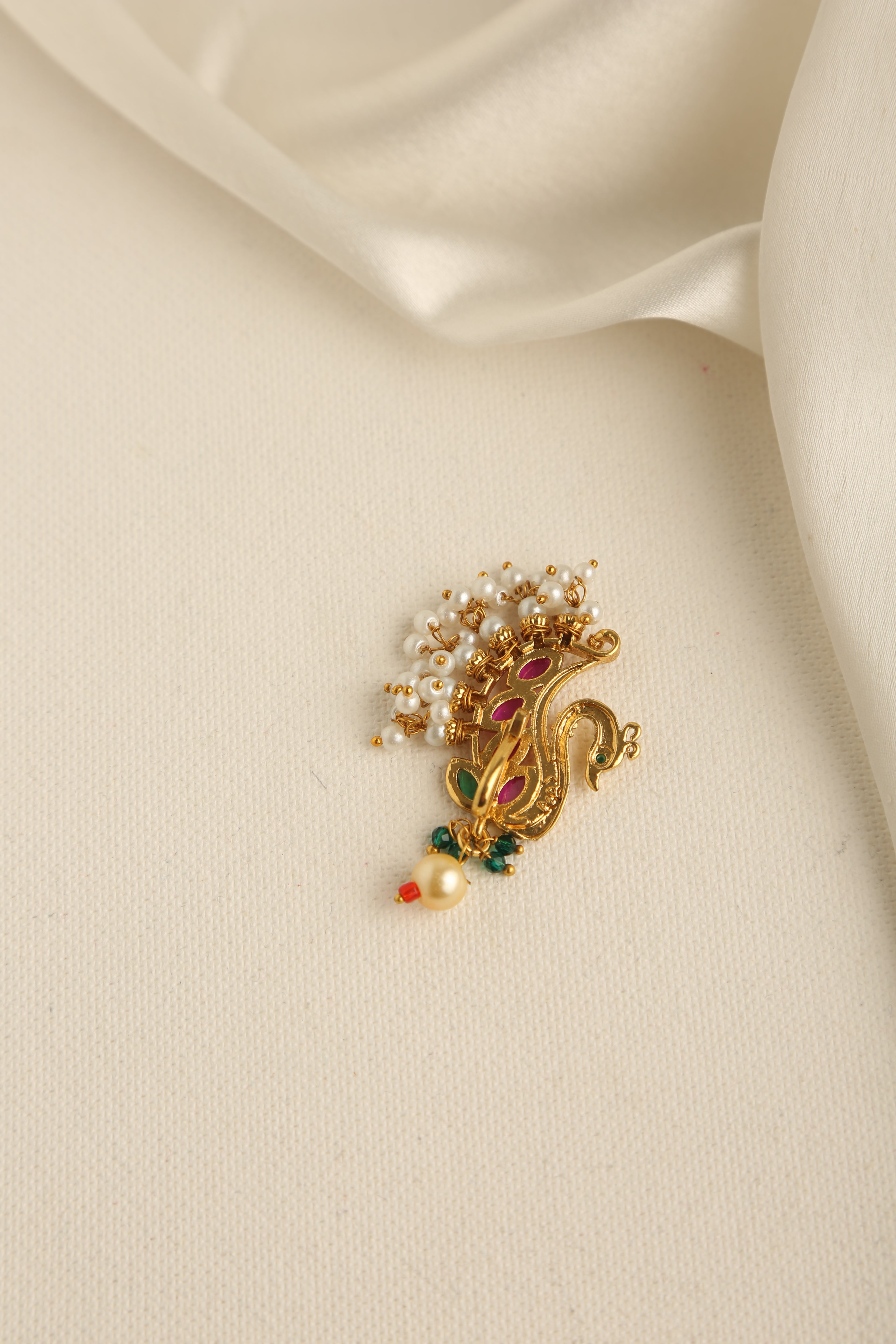 Antique Classic Peacock Nose Ring Nath With Gold Plating