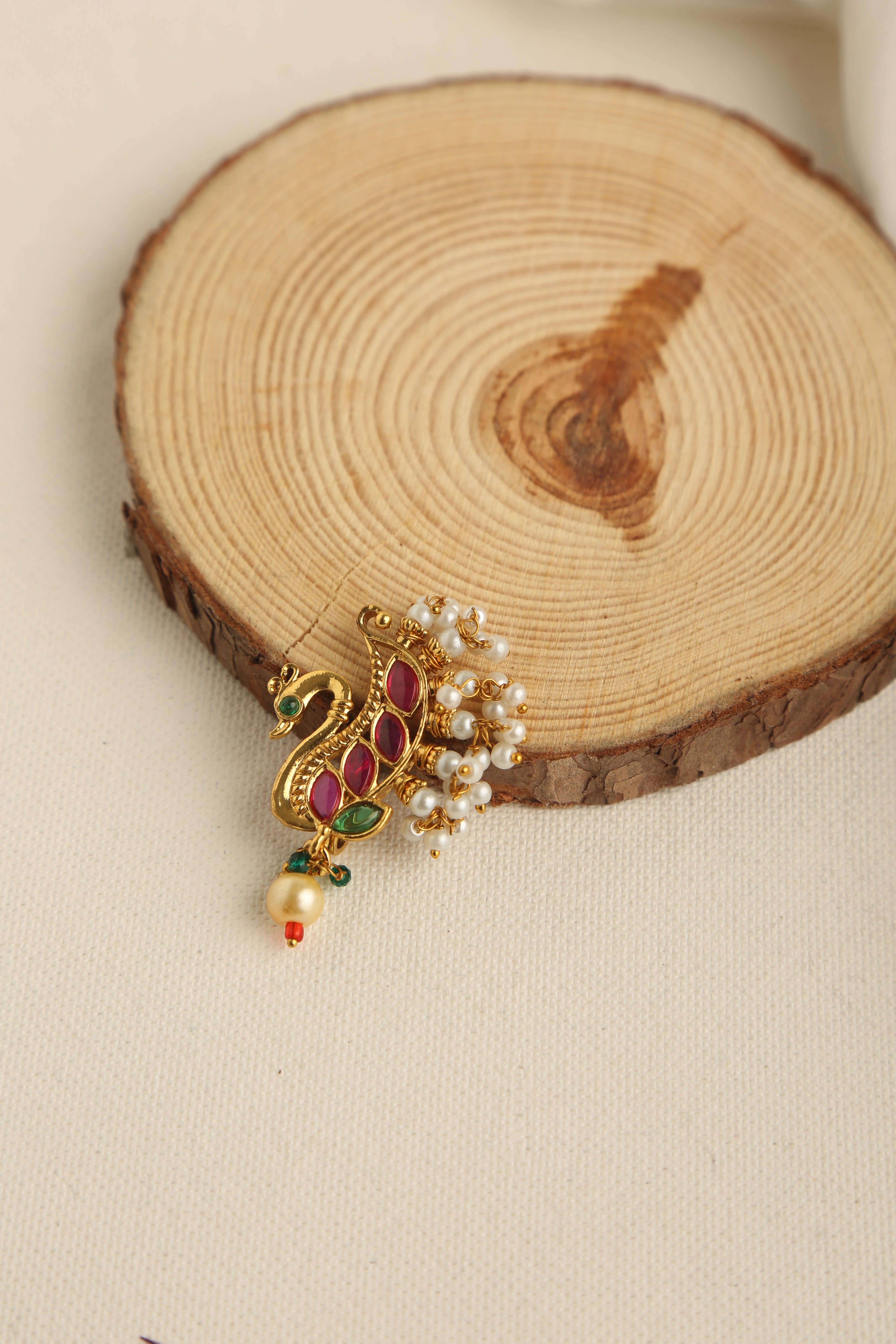 Antique Classic Peacock Nose Ring Nath With Gold Plating