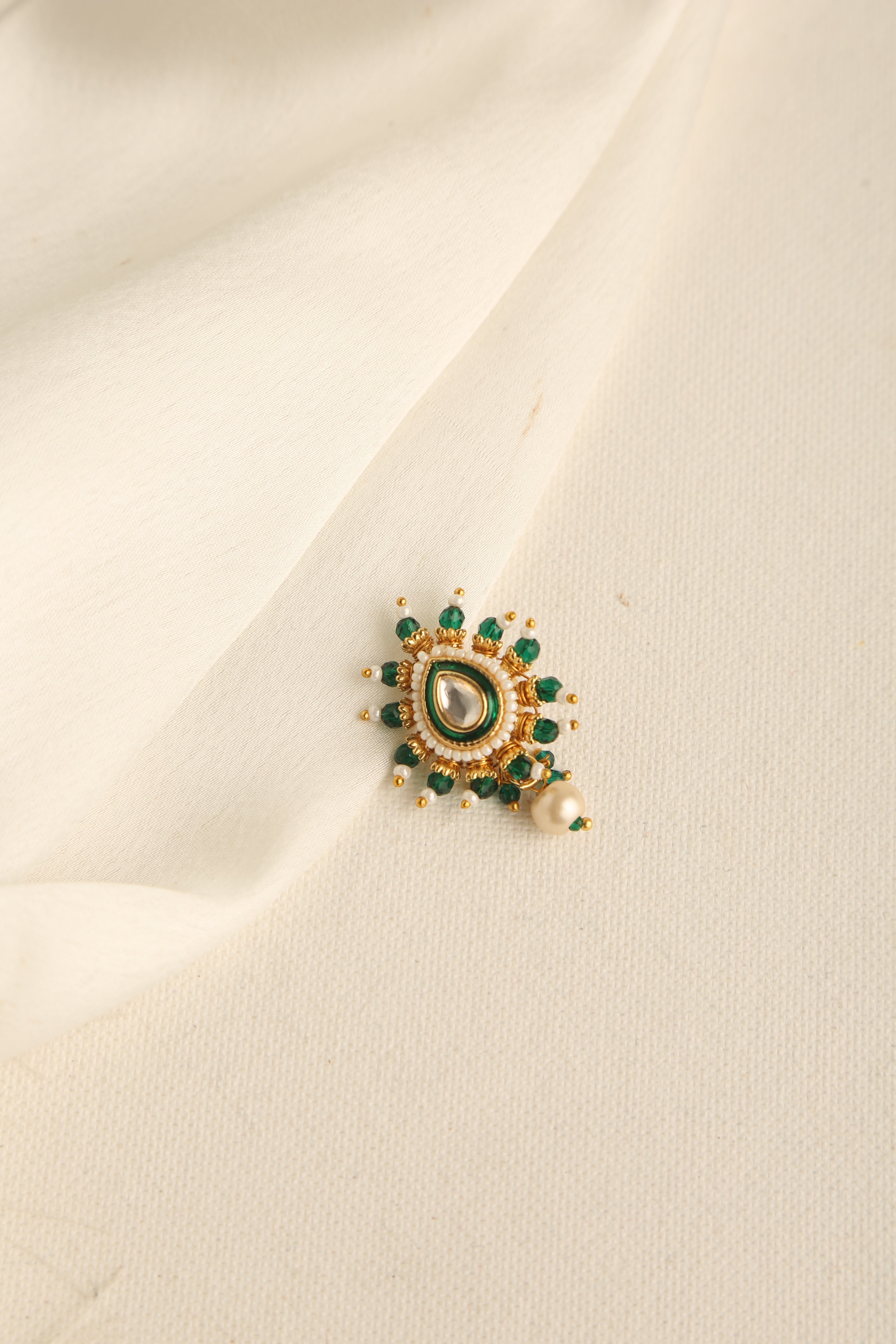 Gold Plated stone studded Press Fit Nose Ring for Women