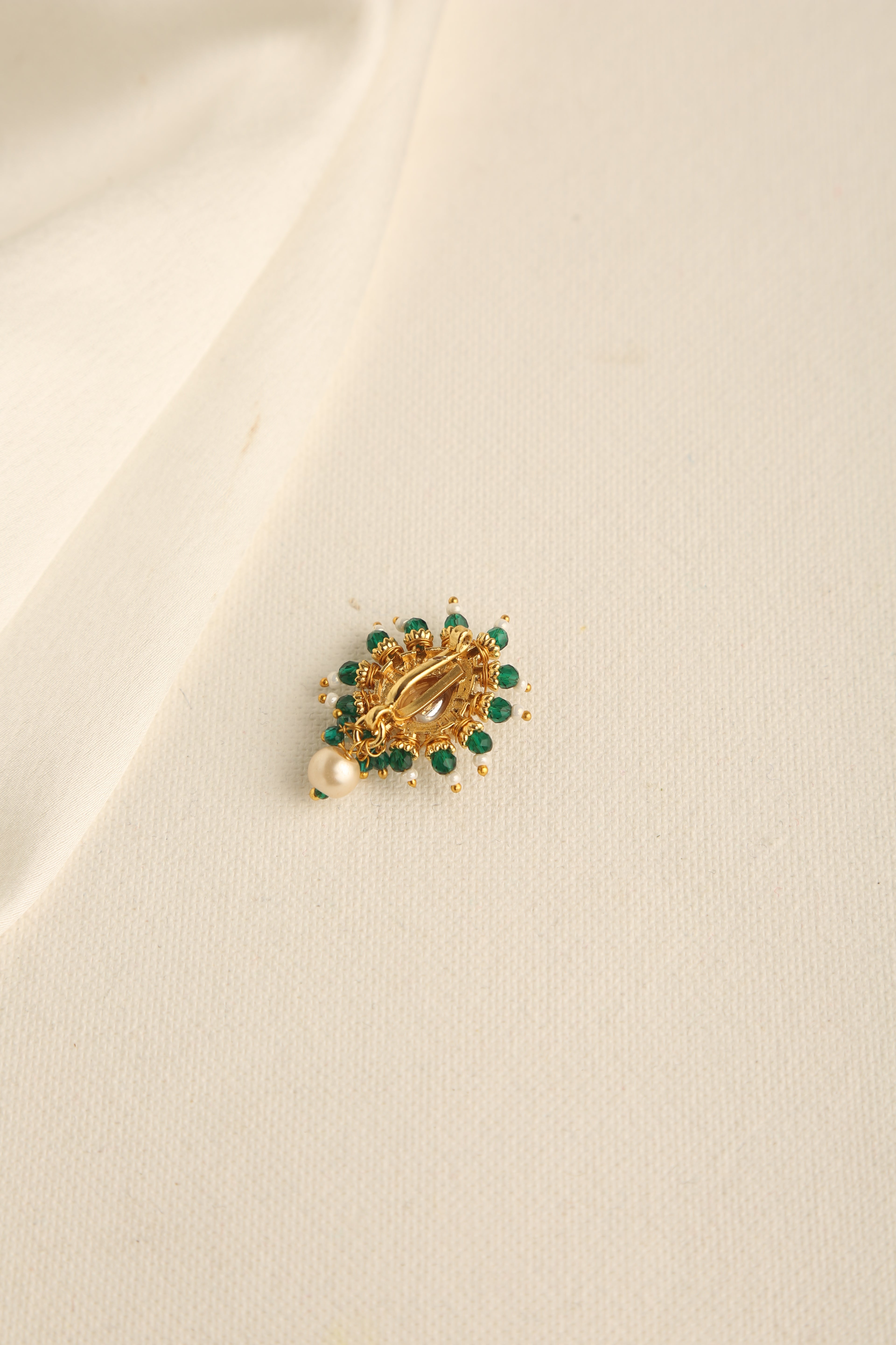 Gold Plated stone studded Press Fit Nose Ring for Women