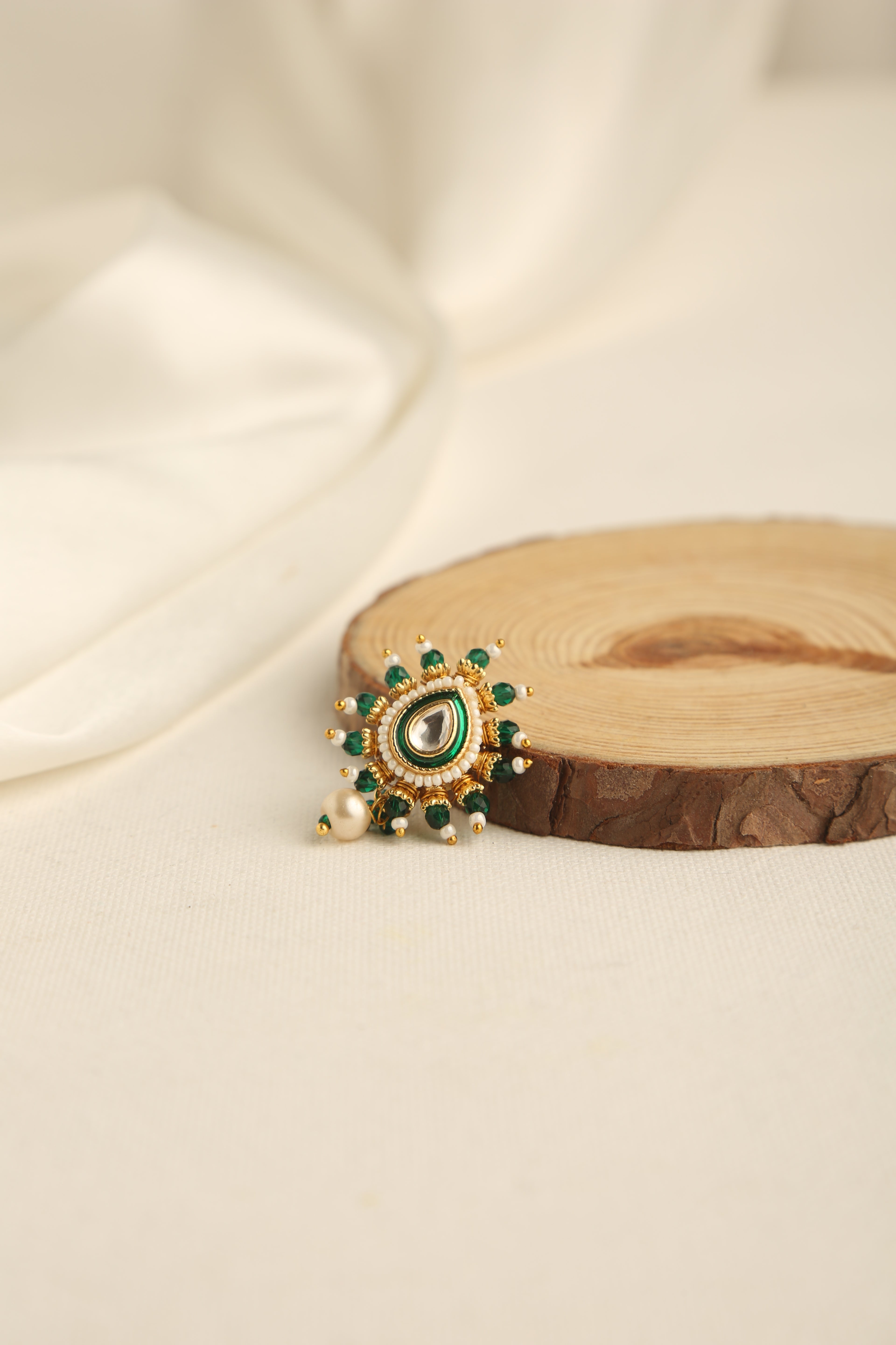 Gold Plated stone studded Press Fit Nose Ring for Women