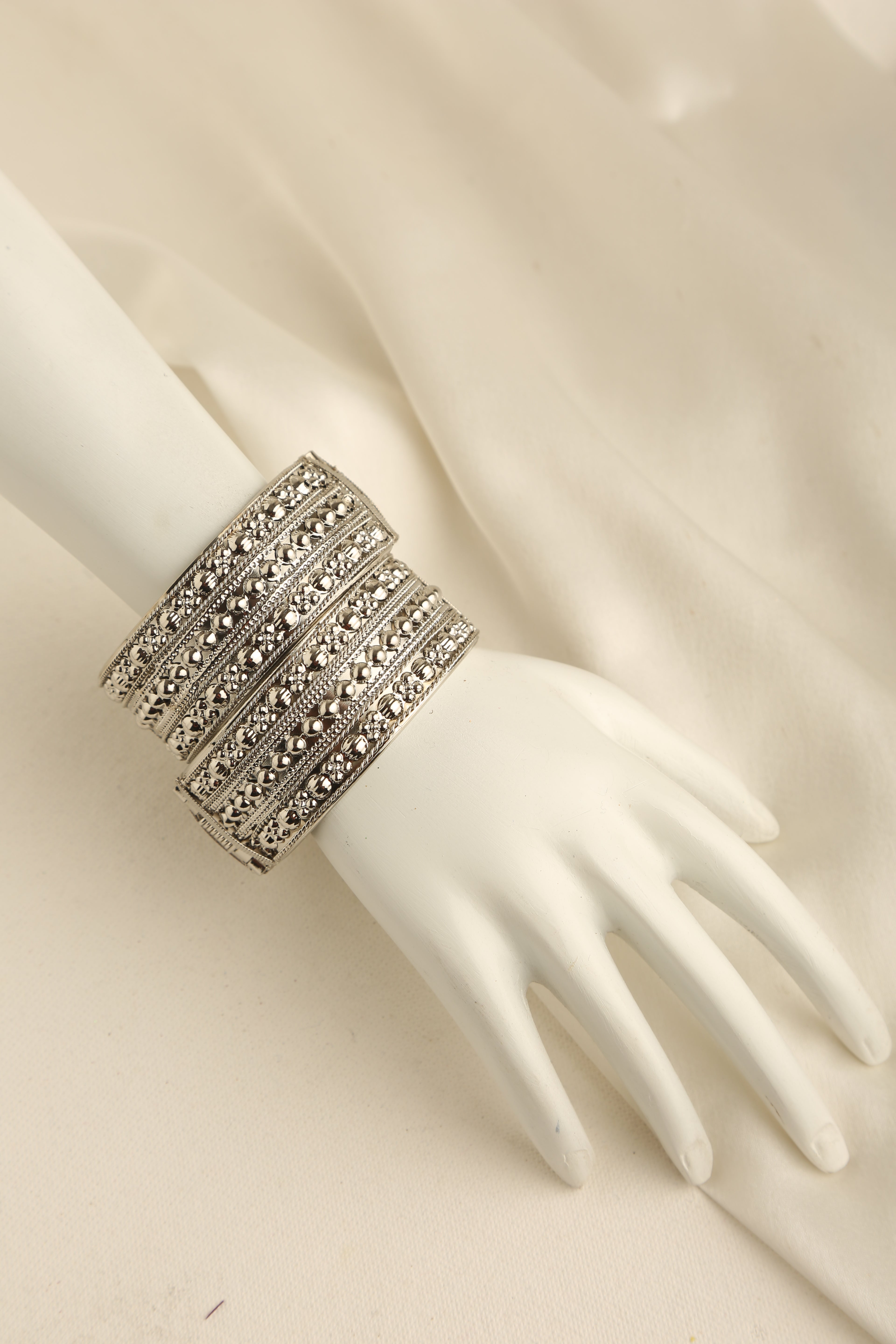 Silver Plated Oxidised Kada Bracelet for Women