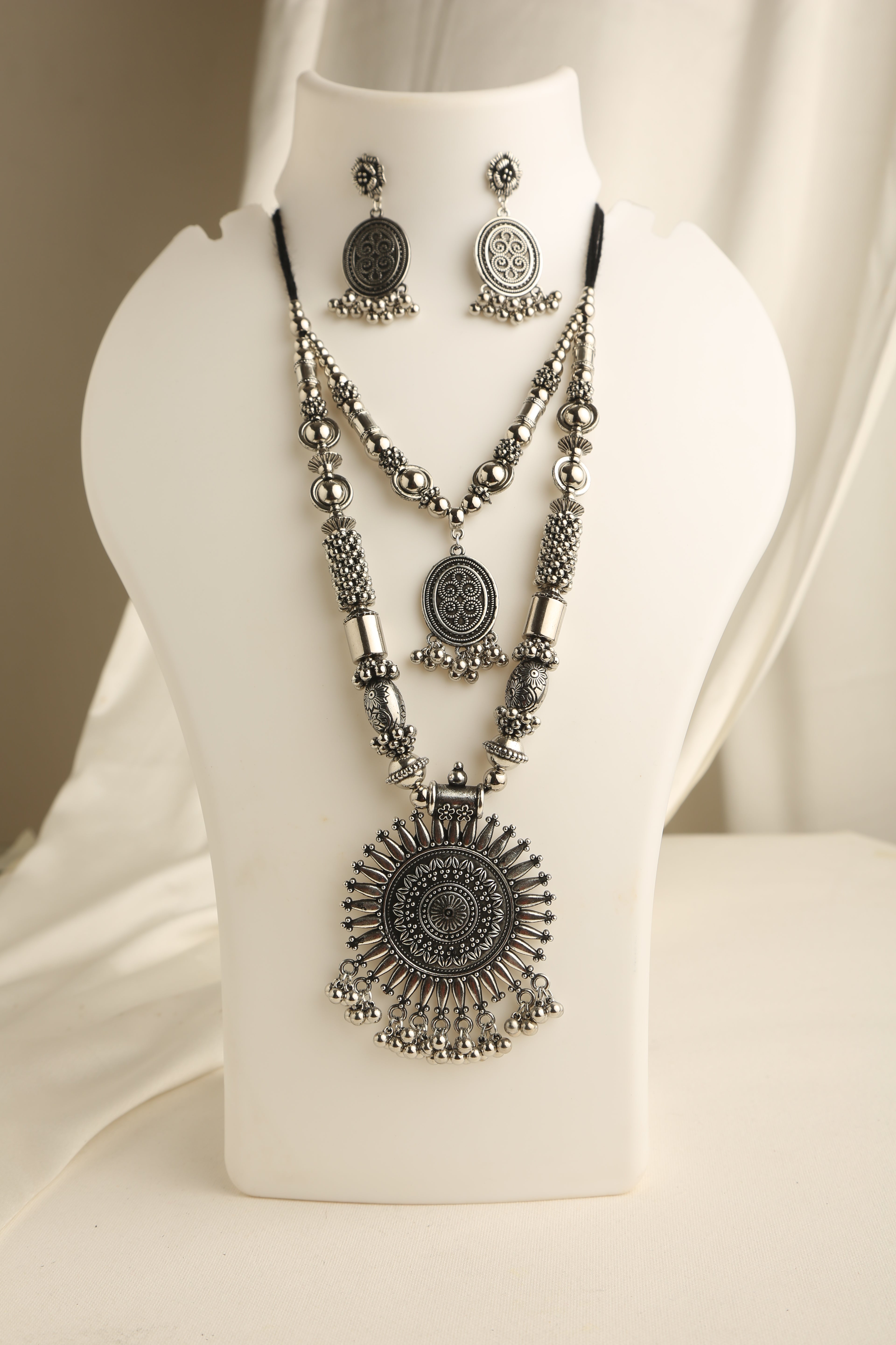 Oxidised Silver Plated Necklace Set for Women