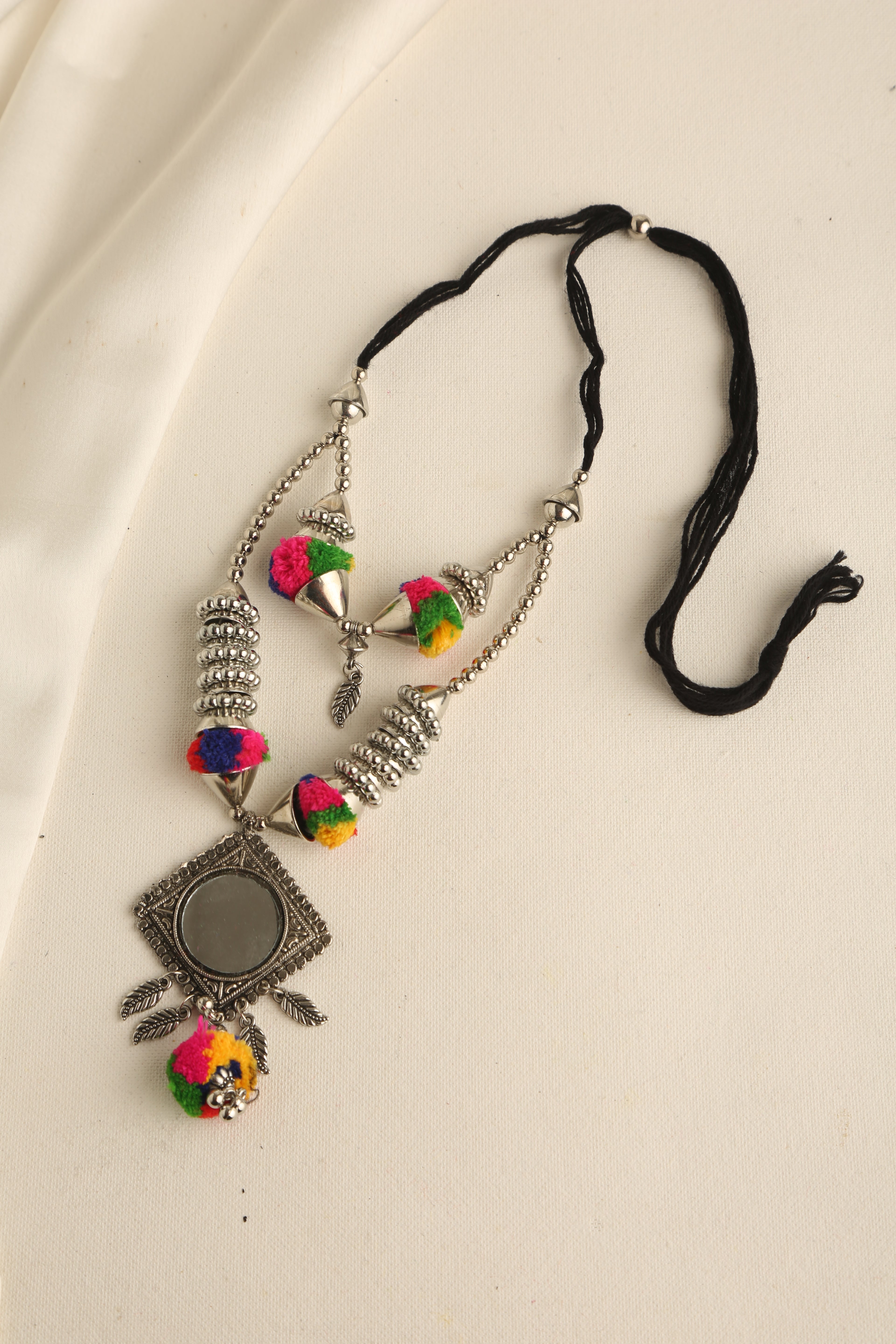 German Oxidised Silver Double Layer Necklace Set for Women