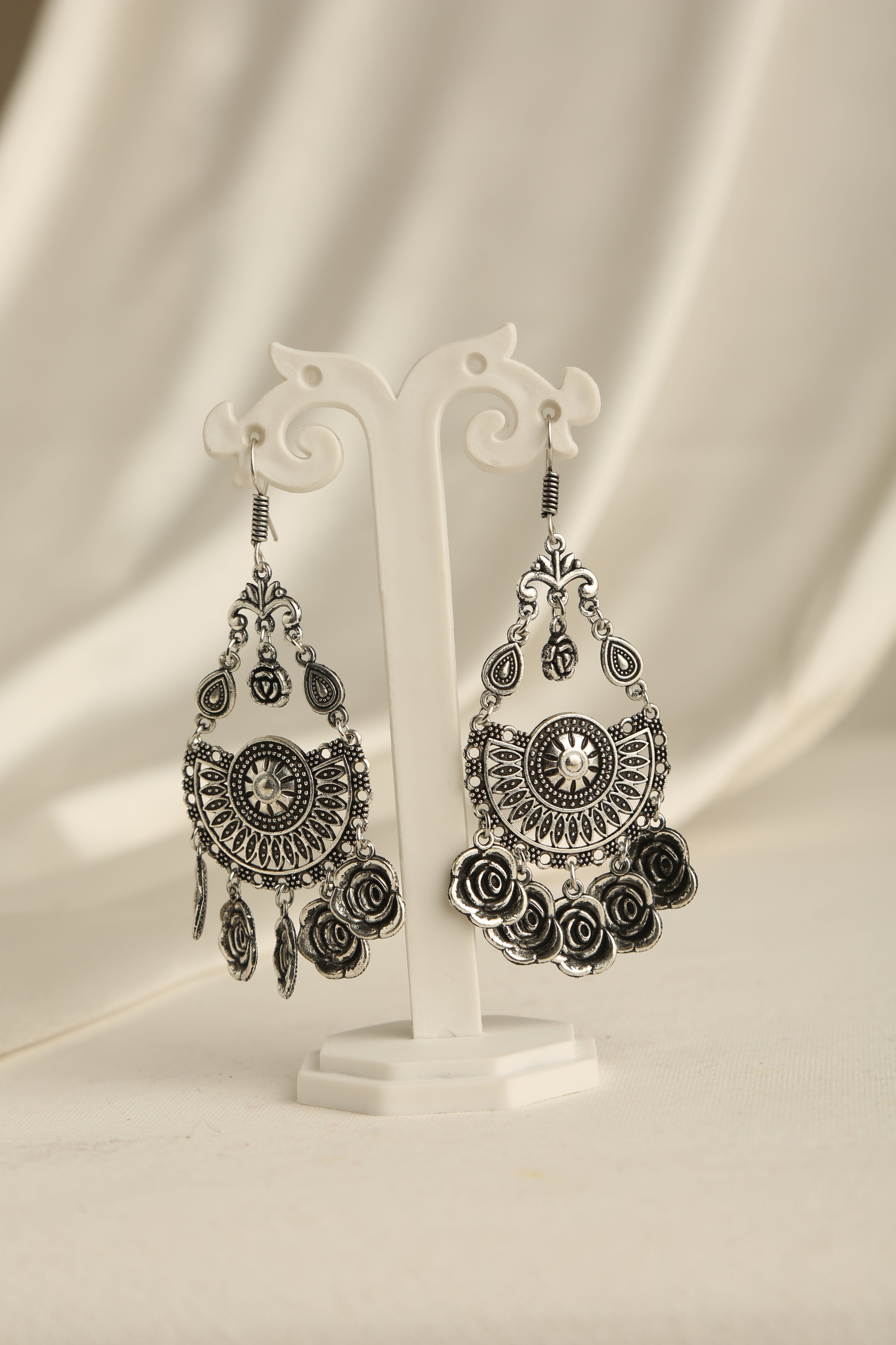 Oxidised Silver Necklace Set with Earrings for Women