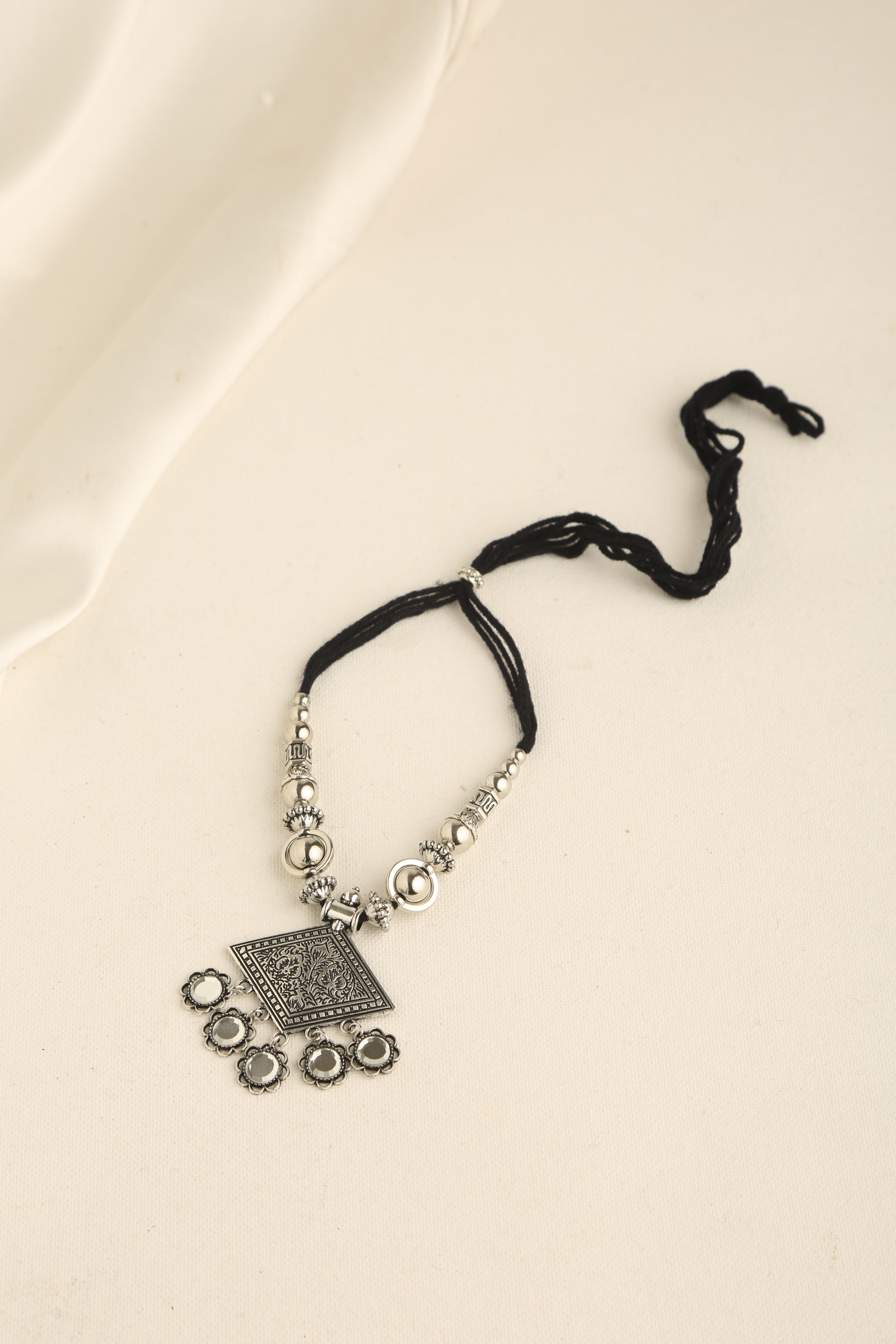 Oxidised Silver Plating Small Necklace Set for Women