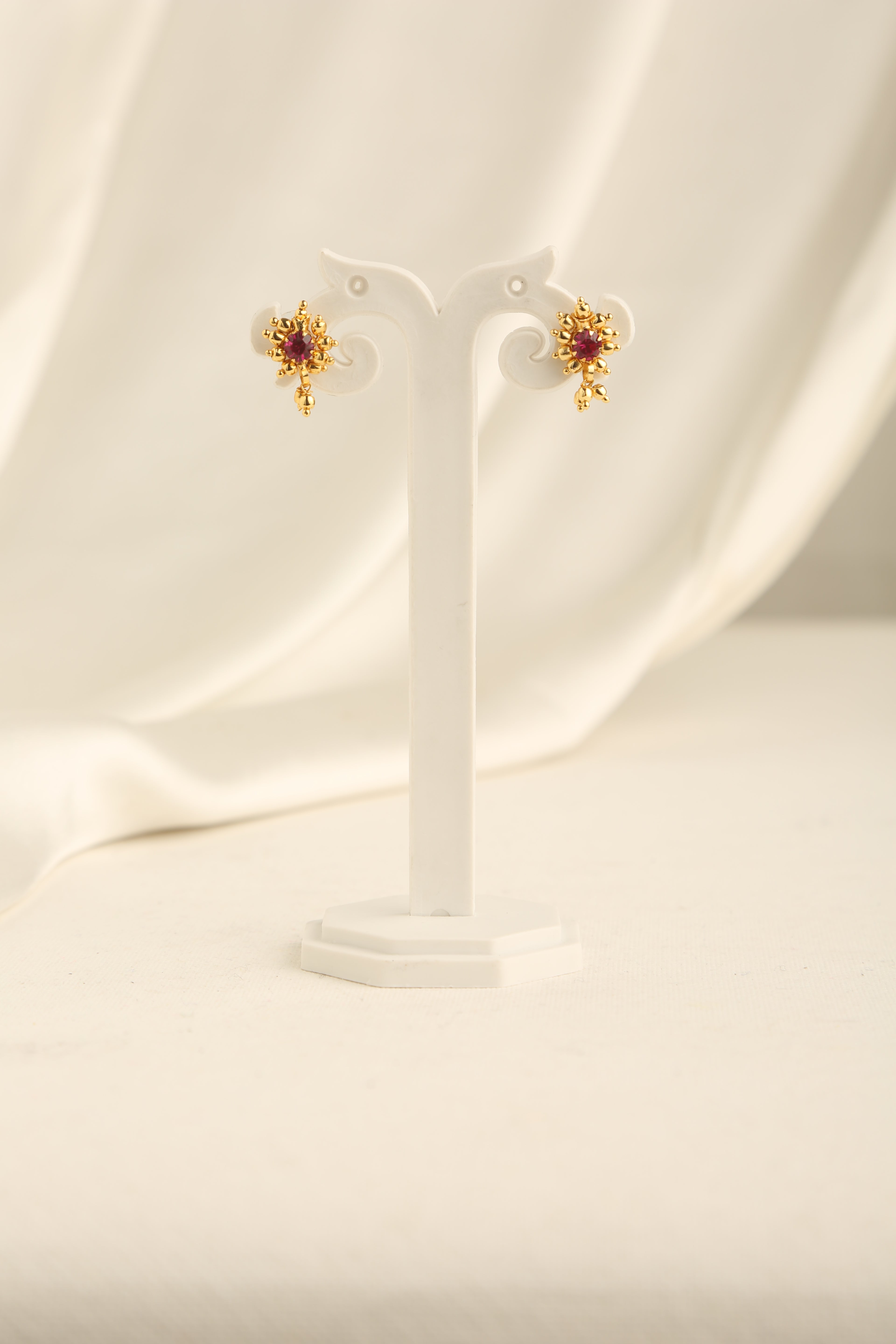 Gold Plated Stone Studded Necklace set with Earrings