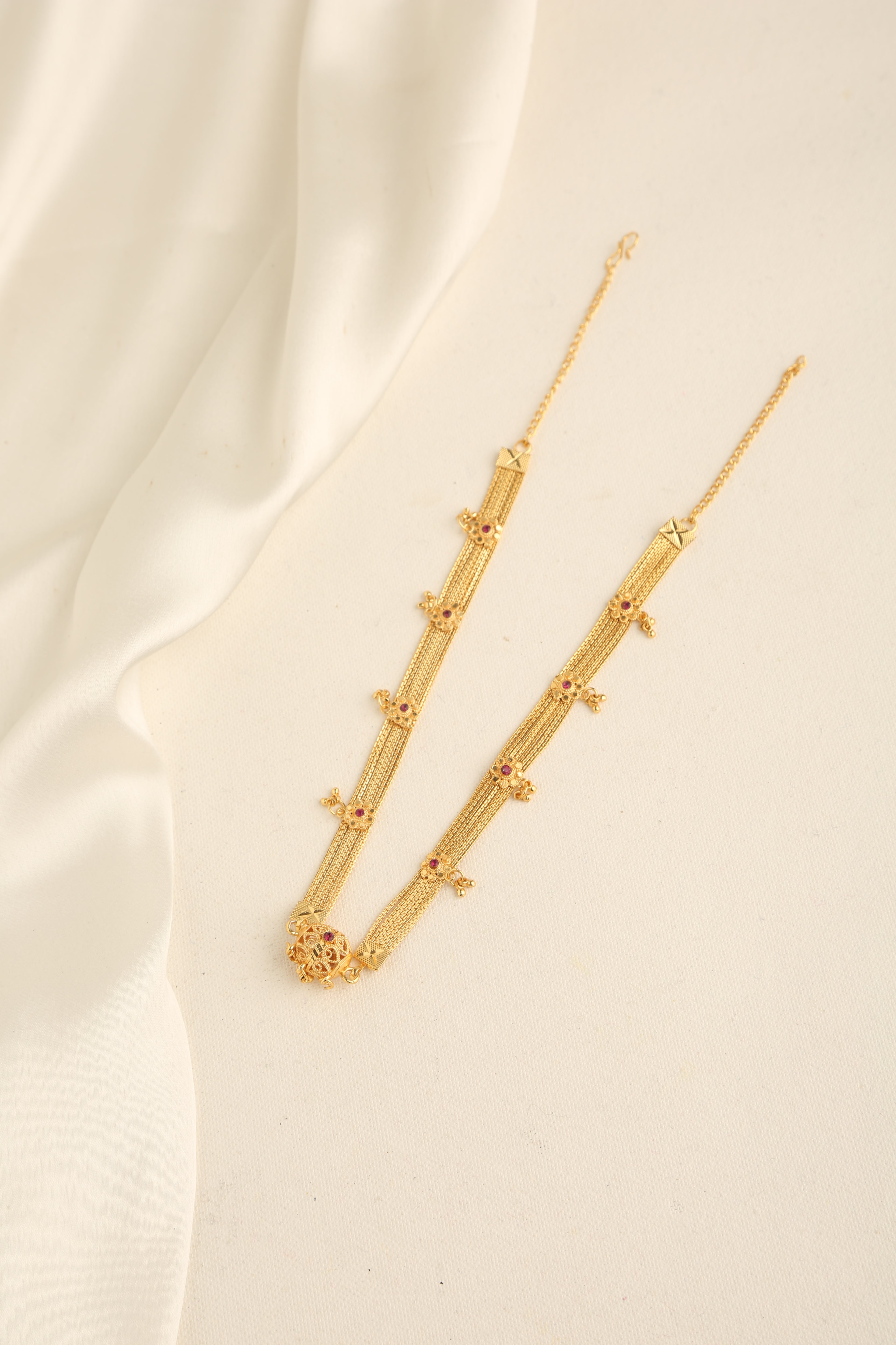 Gold Plated Stone Studded Necklace set with Earrings