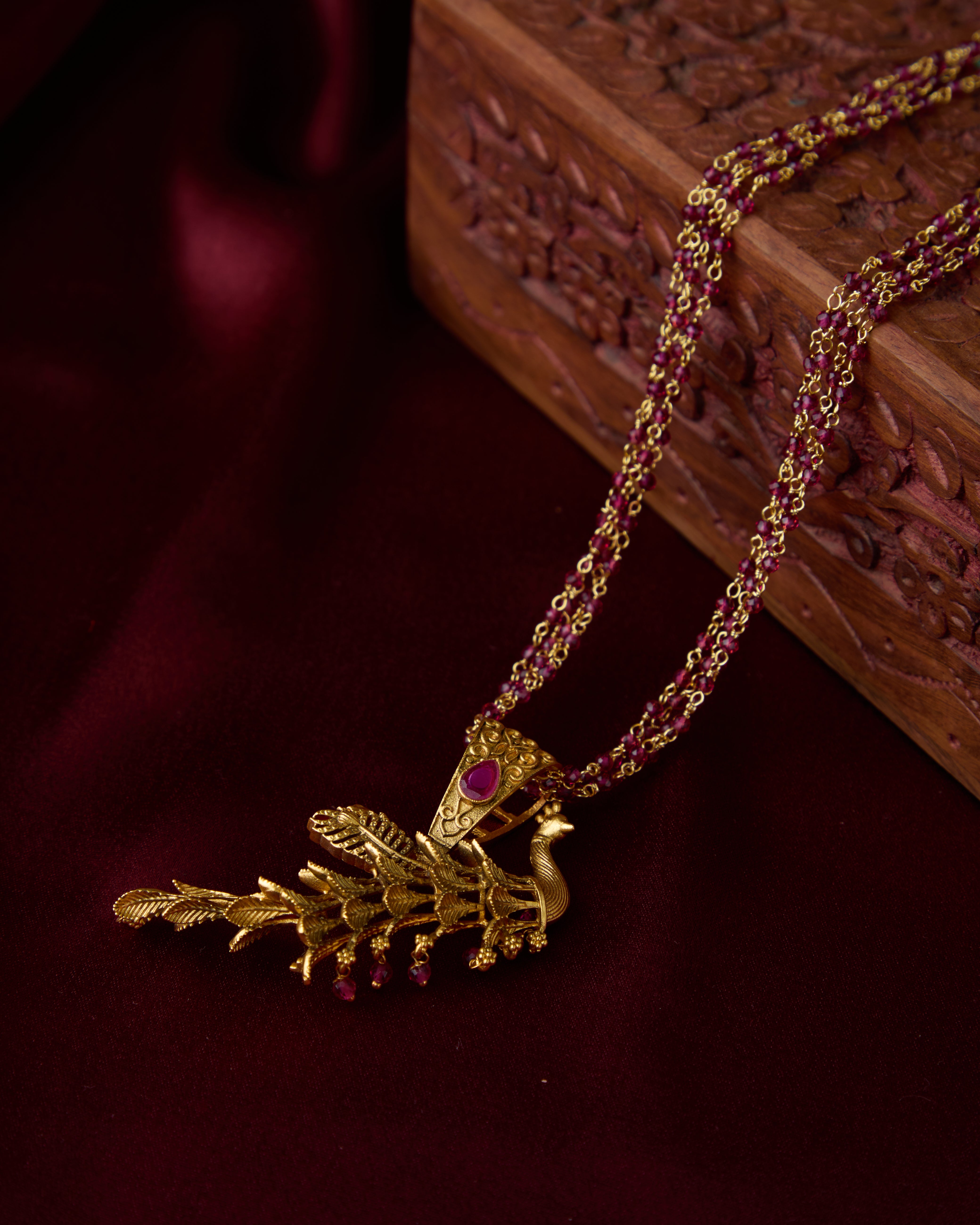 Gold Plated Stone Studded Peacock Necklace Set for Women