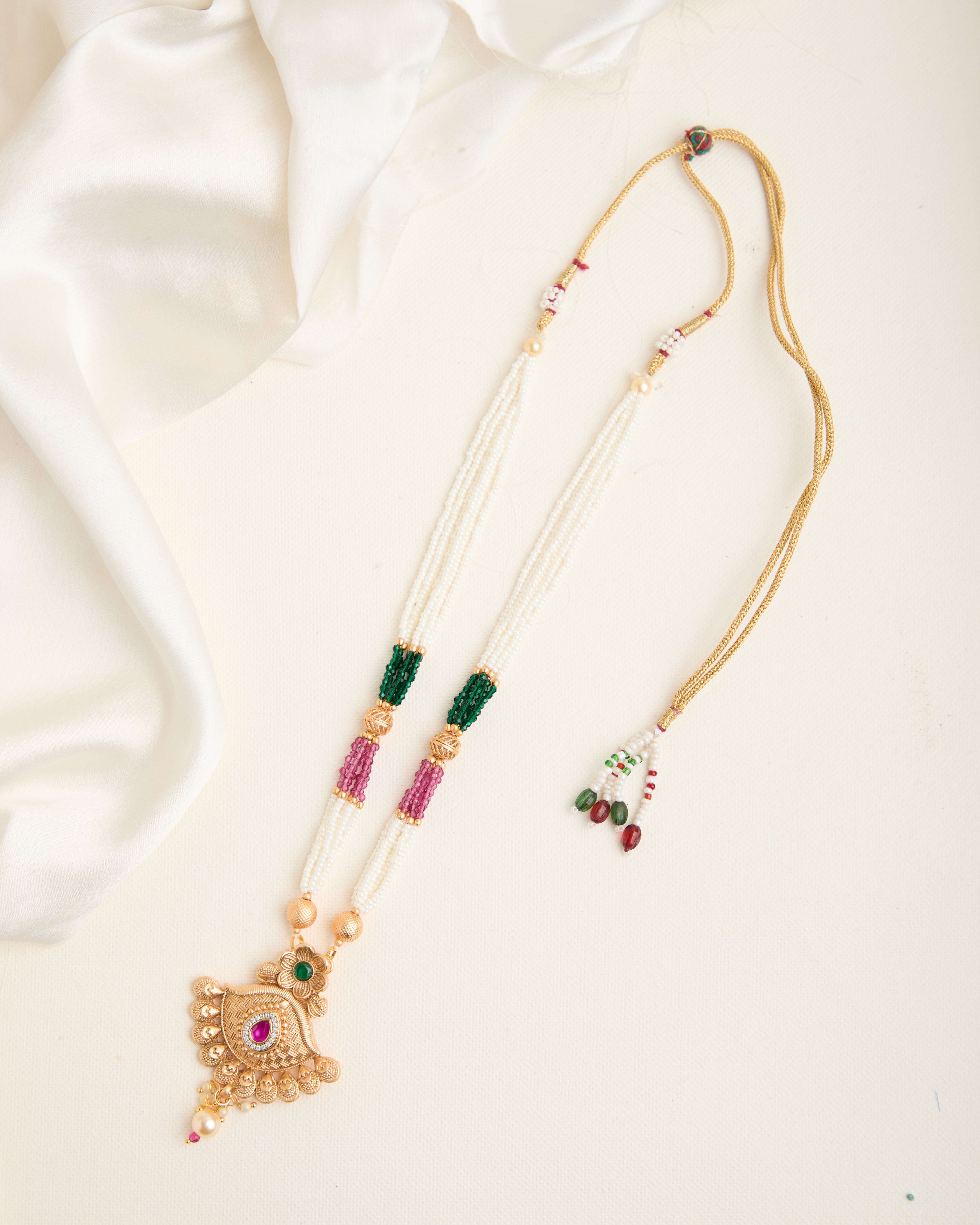 Gold Plated Matte Finish Stone Studded Necklace Set for Women