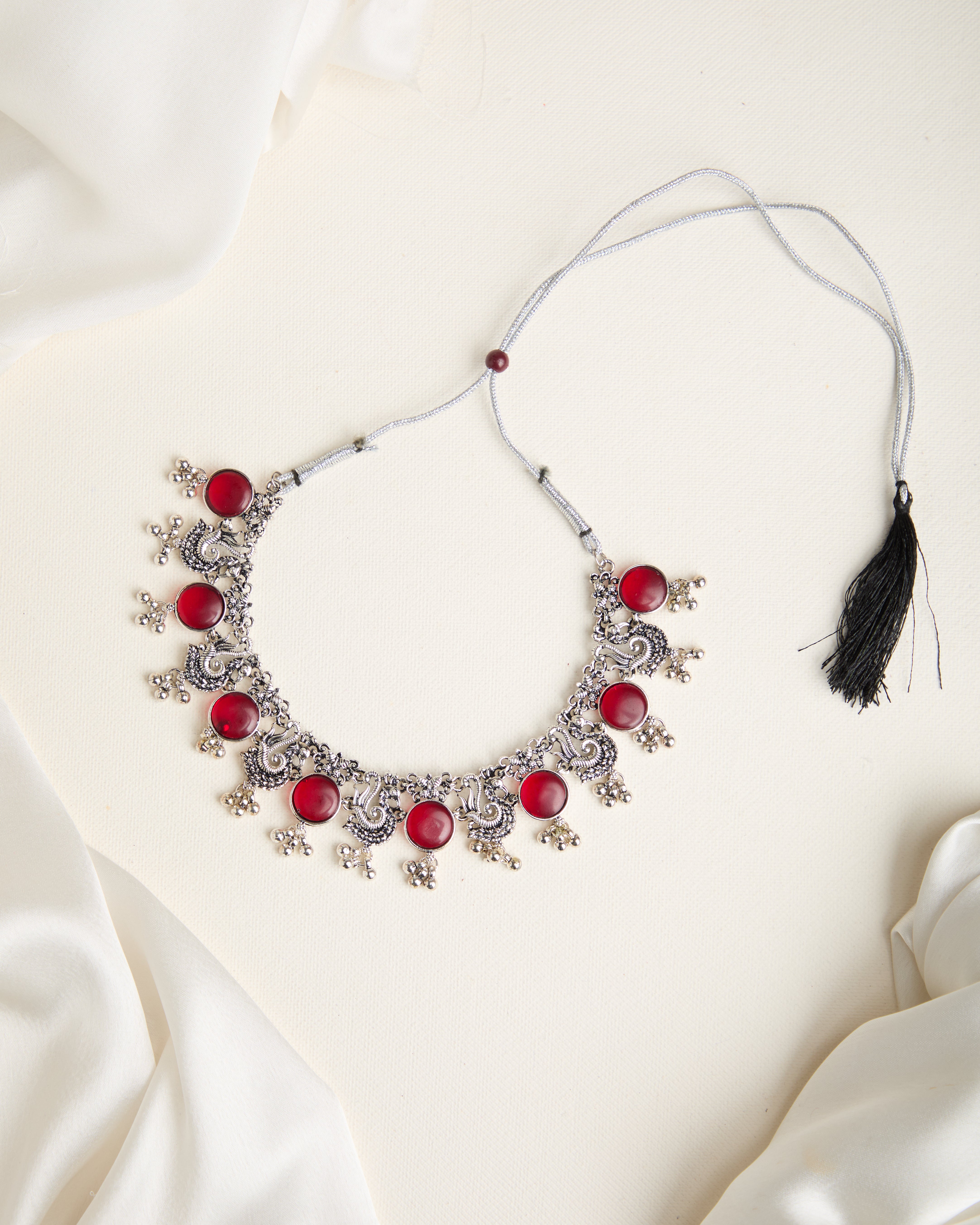 Delicate Zircon Necklace Studded with Firozi Colour Stones
