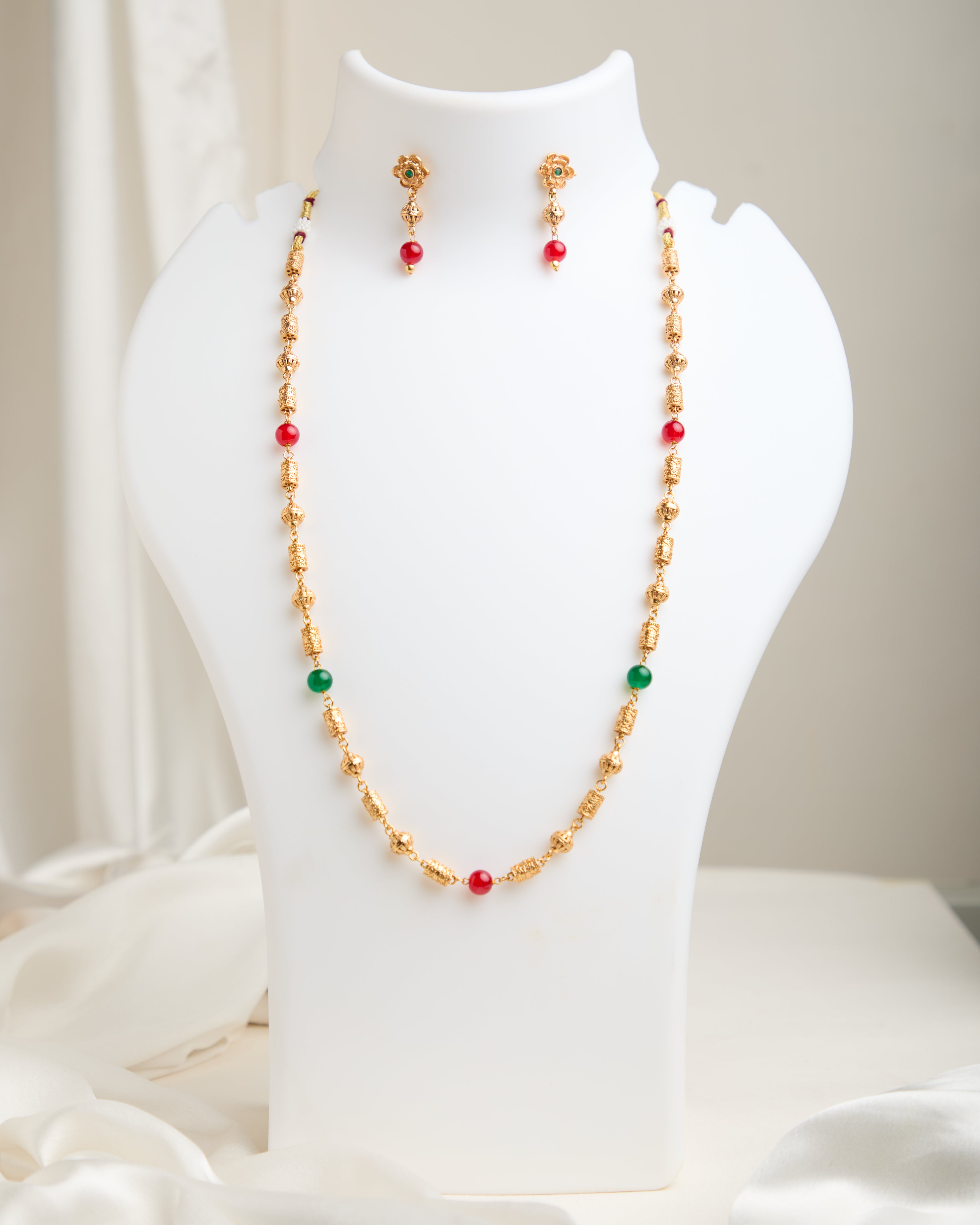 Gold Plated Beaded Necklace Set for Women