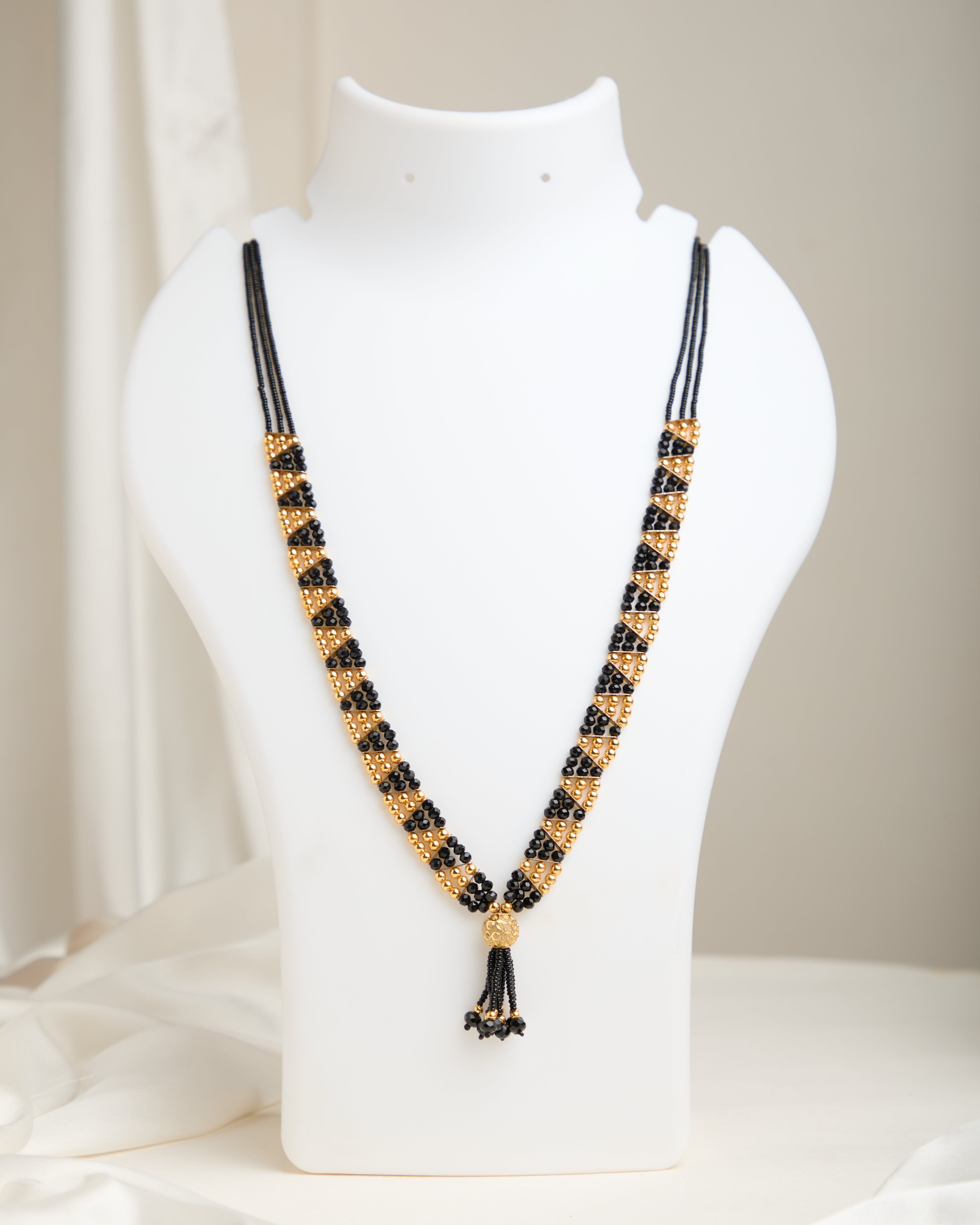 Traditional Tanmaniya Maharashtrian Black Beads Weaving Mangalsutra for Women