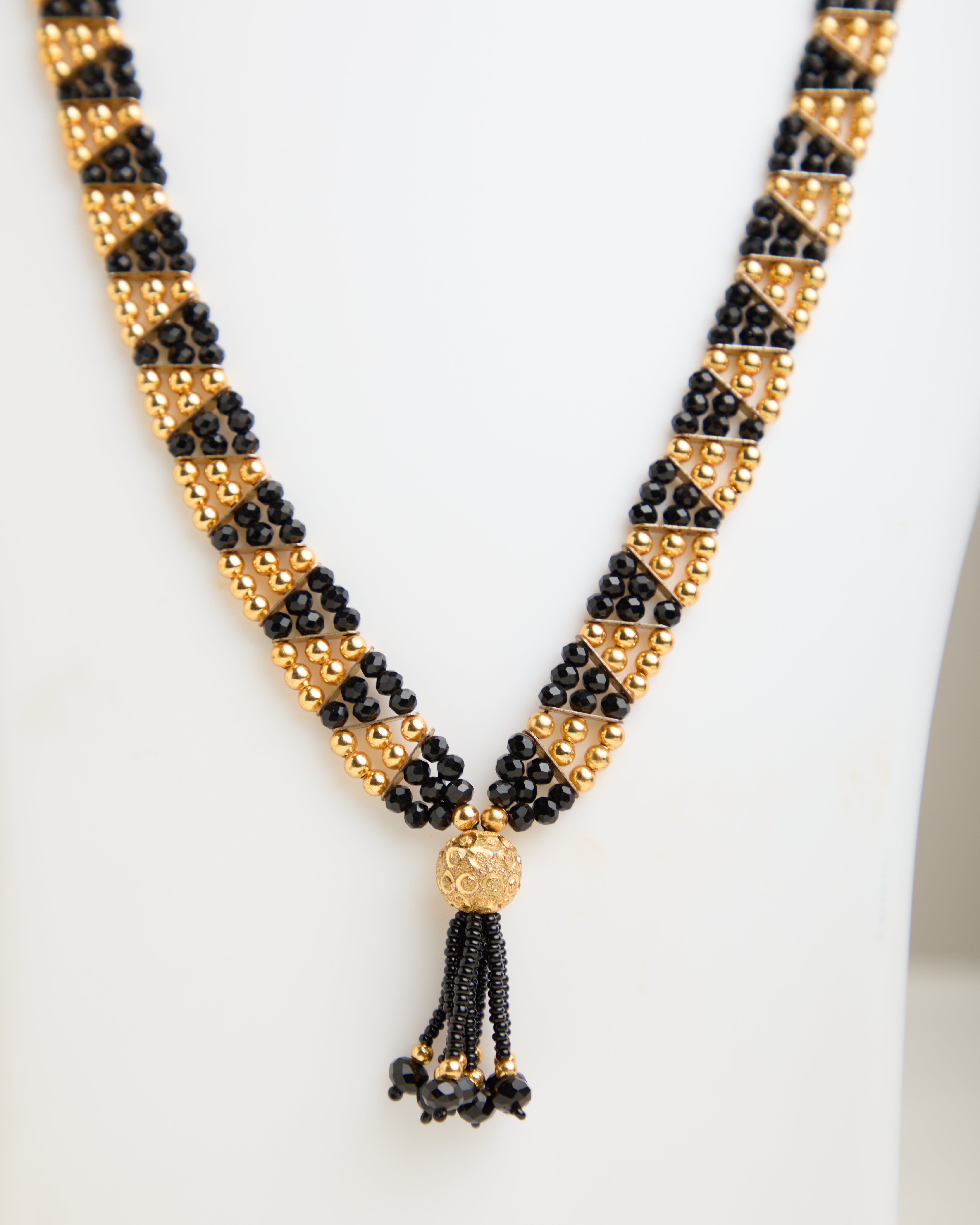 Traditional Tanmaniya Maharashtrian Black Beads Weaving Mangalsutra for Women