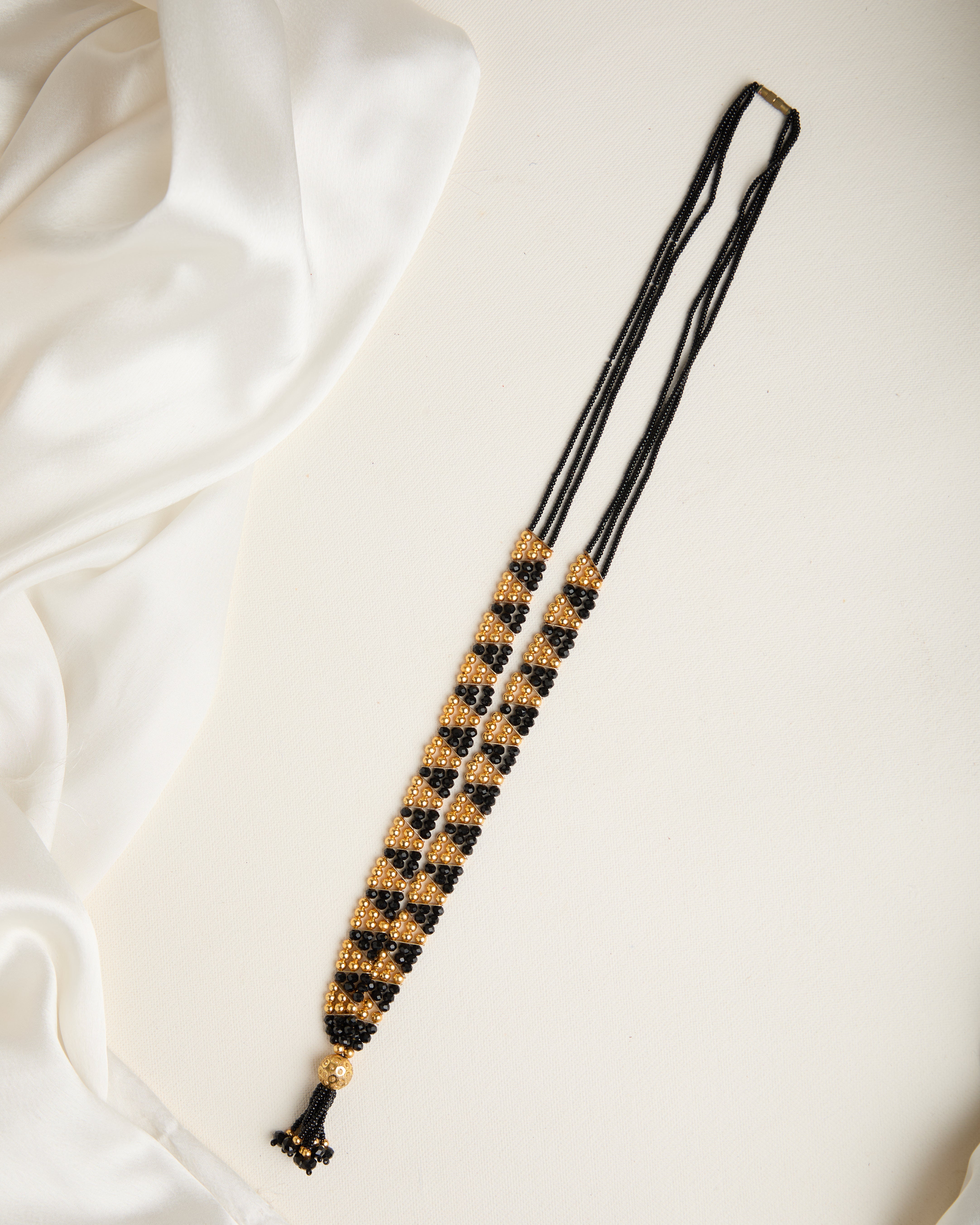 Traditional Tanmaniya Maharashtrian Black Beads Weaving Mangalsutra for Women