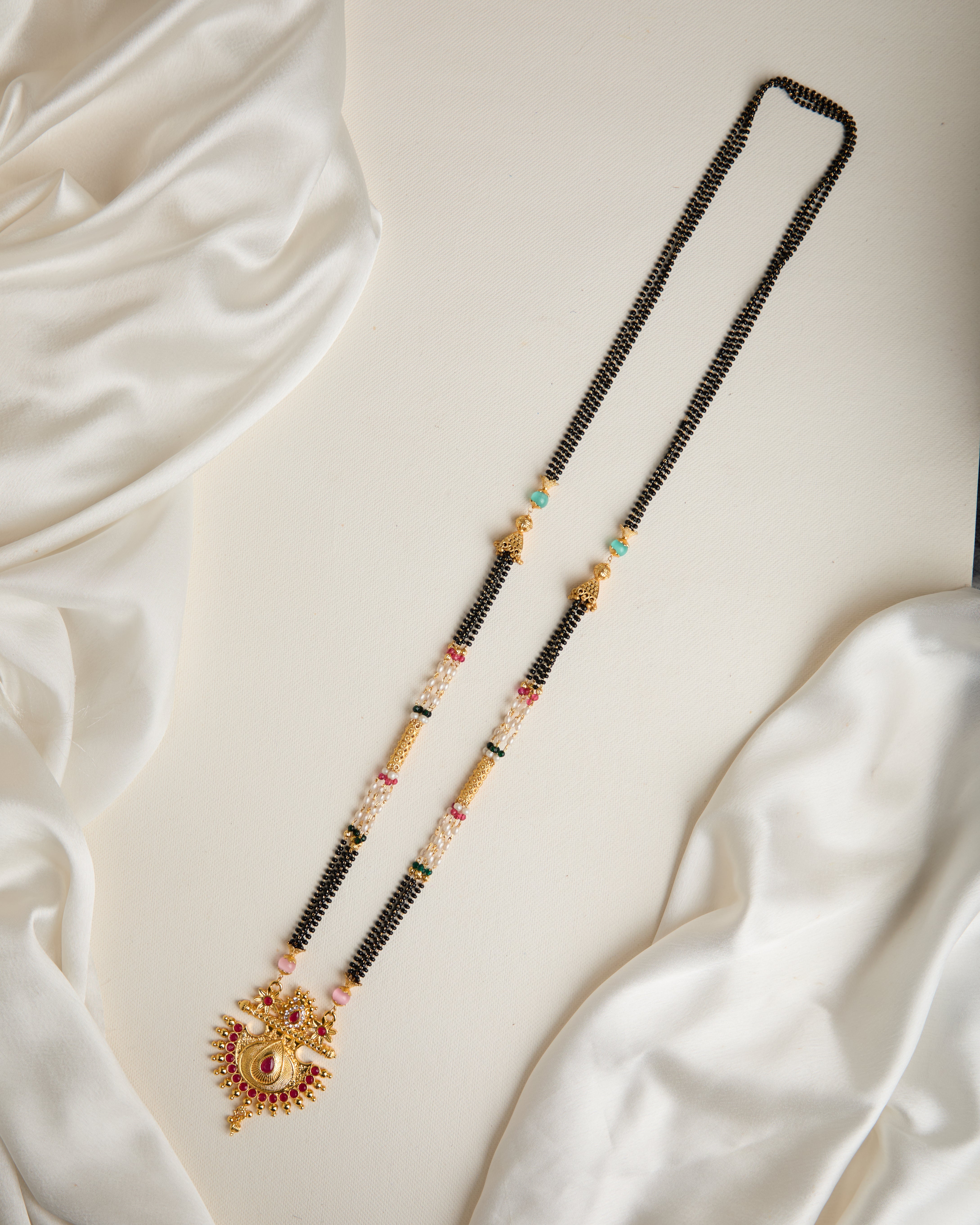 Ethnic Gold Plated Stone Jhumka Mangalsutra Set