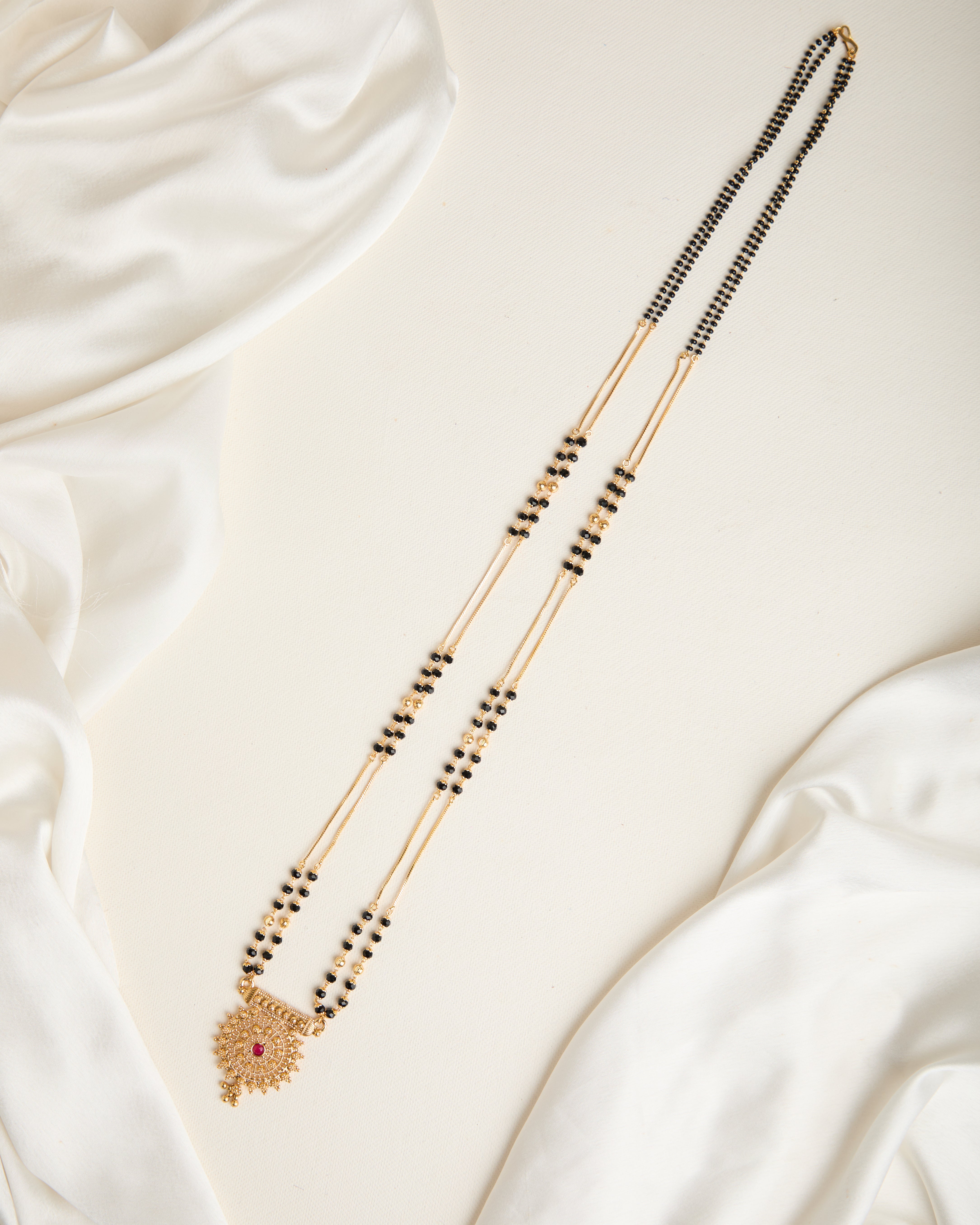 Gold Plated Double Chain Disco Beads Mangalsutra Set