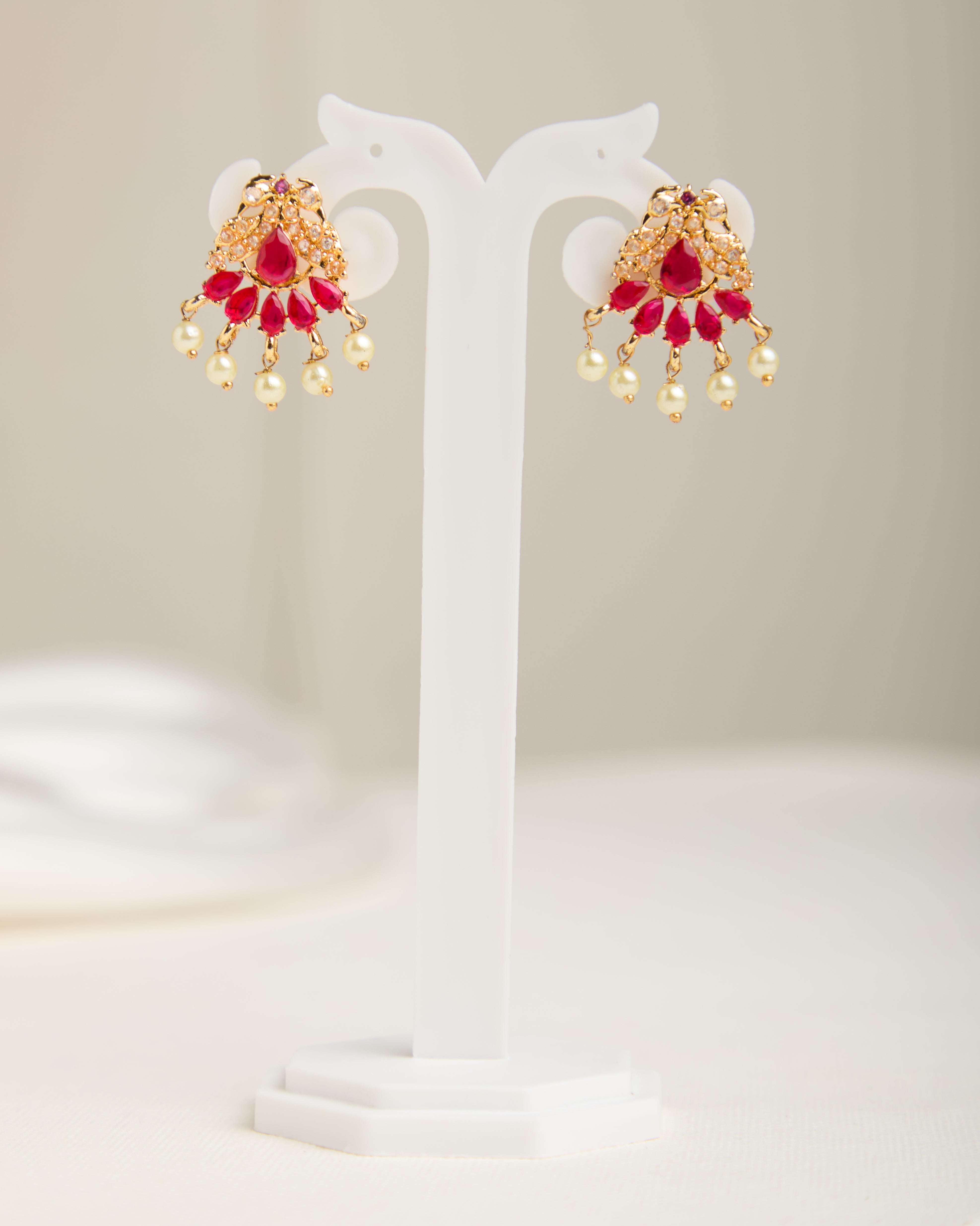 Long Maroon Tanmani Pendant Set