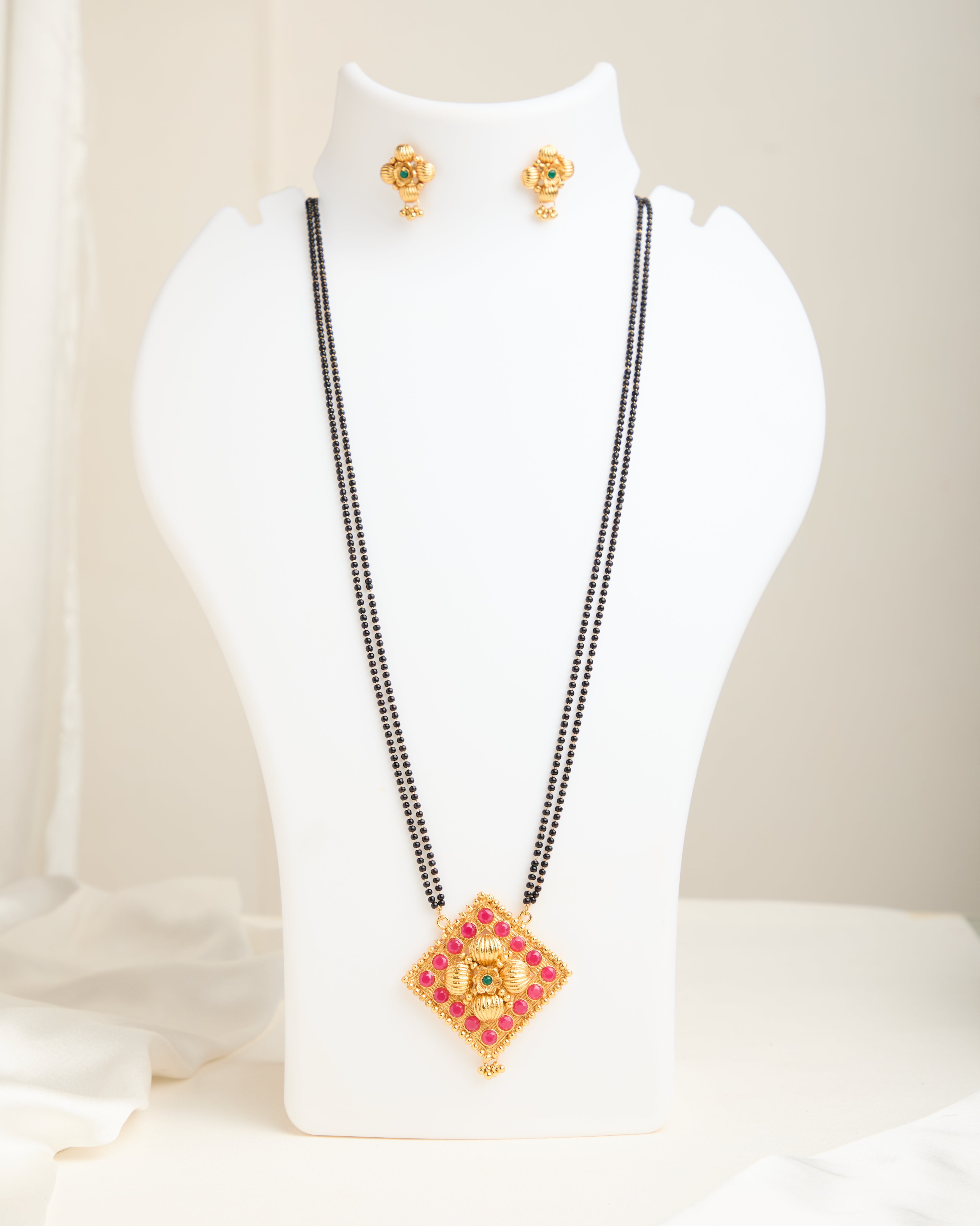 Traditional Gold Plated Stone Studded Mangalsutra Set for Women
