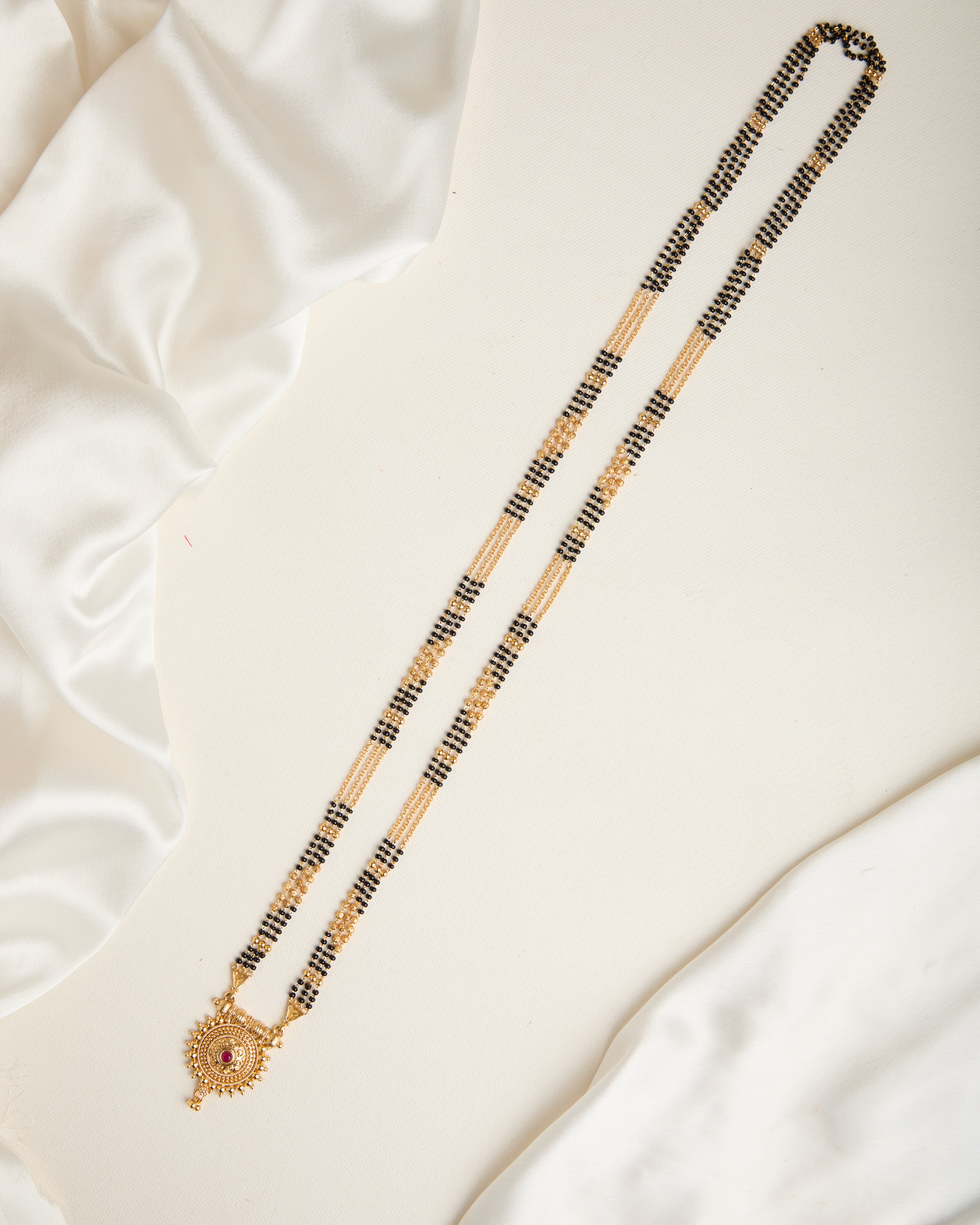 Traditional Gold Plated Beaded Mangalsutra with Pendant